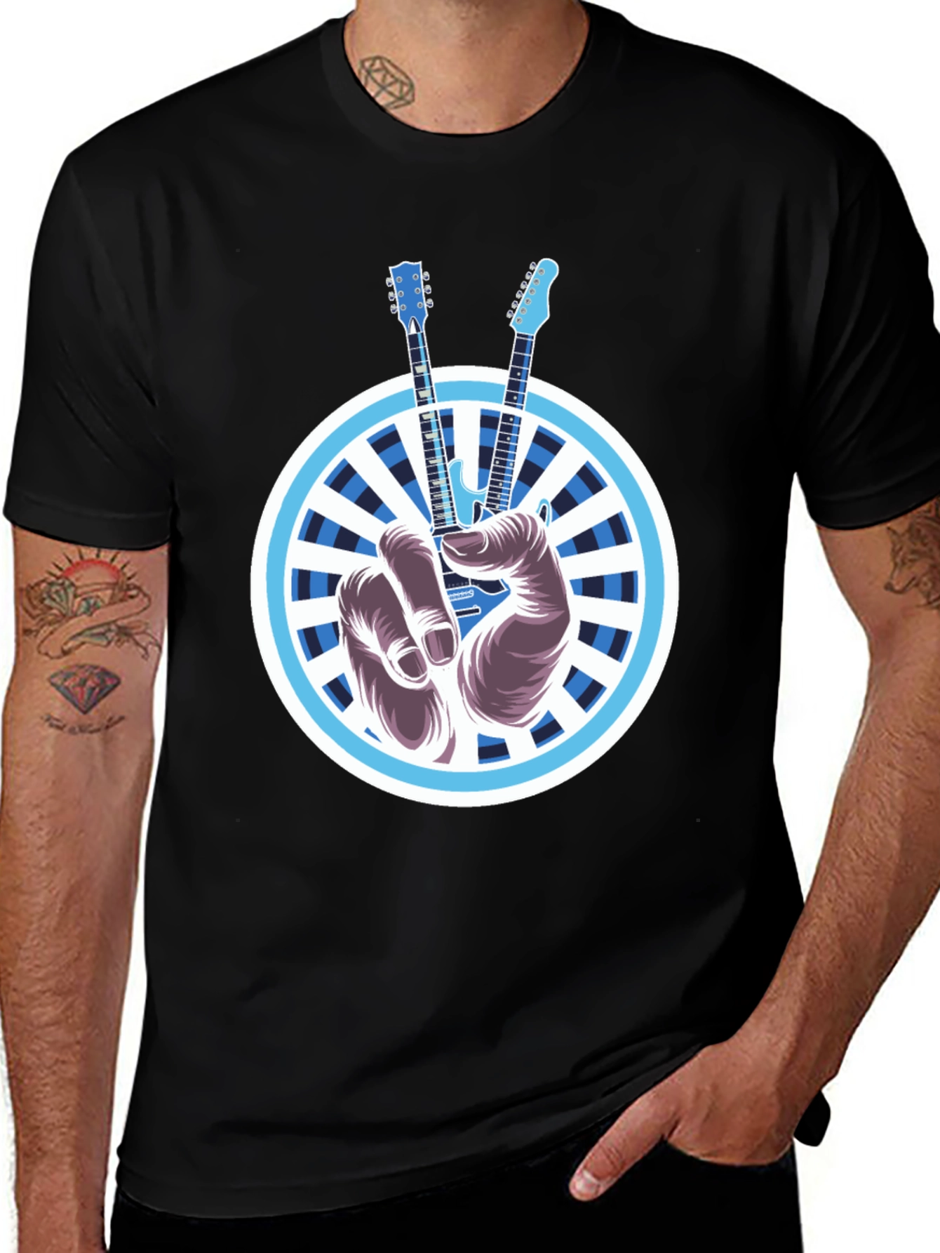 Variant 28 of Guitar Peace Sign T-Shirt - Rock On!