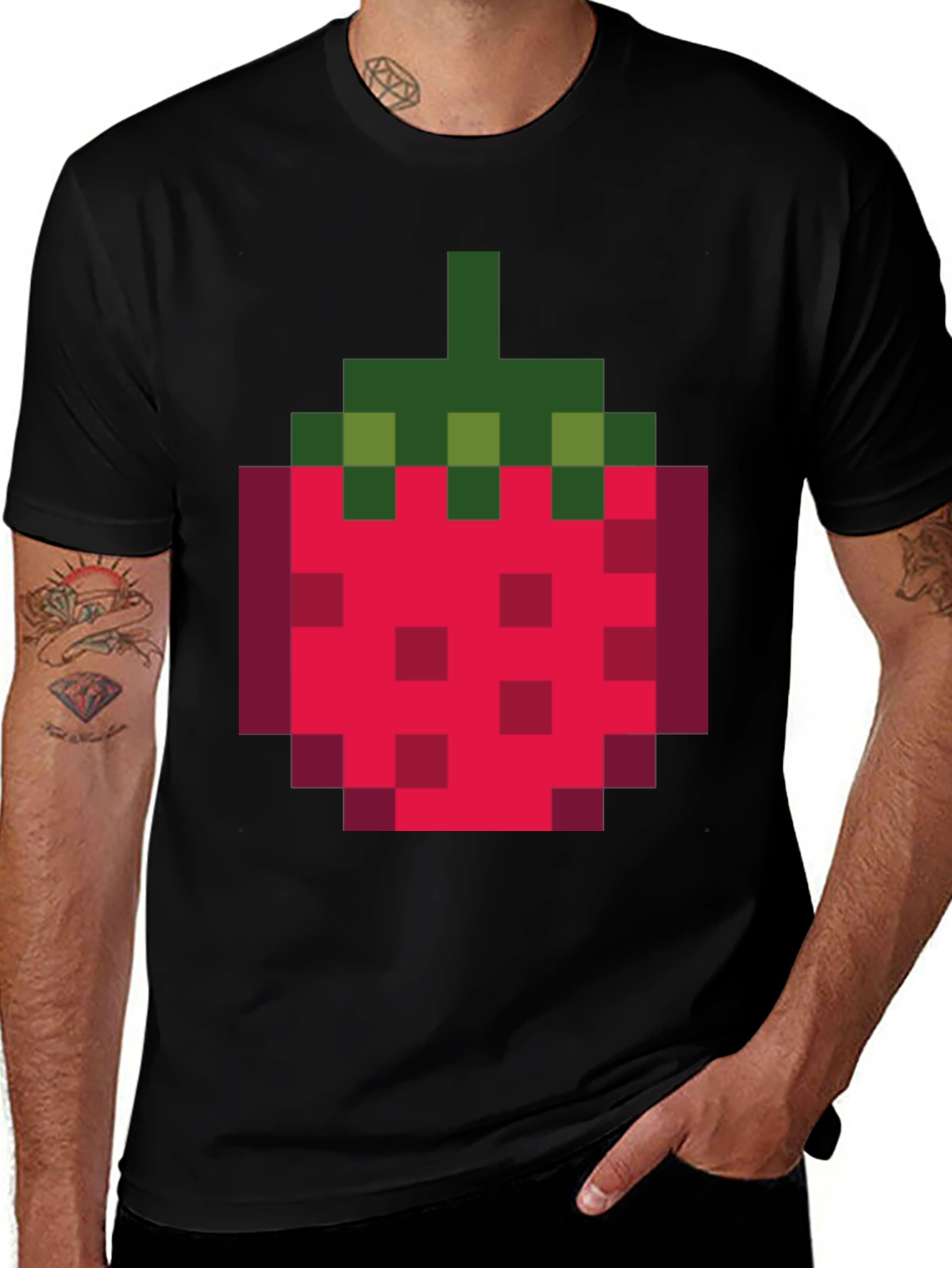 Variant 18 of Pixel Strawberry Graphic Tee - Gamer Style