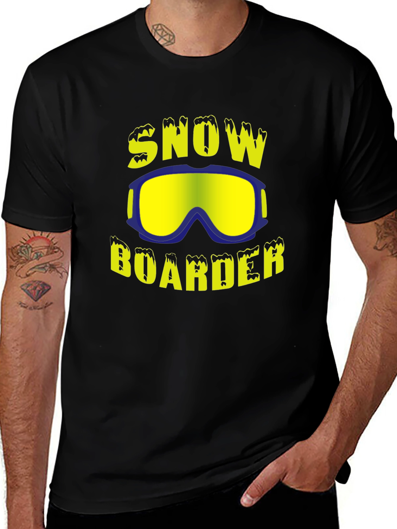 Snowboarder Graphic Tee - Black Cotton Blend