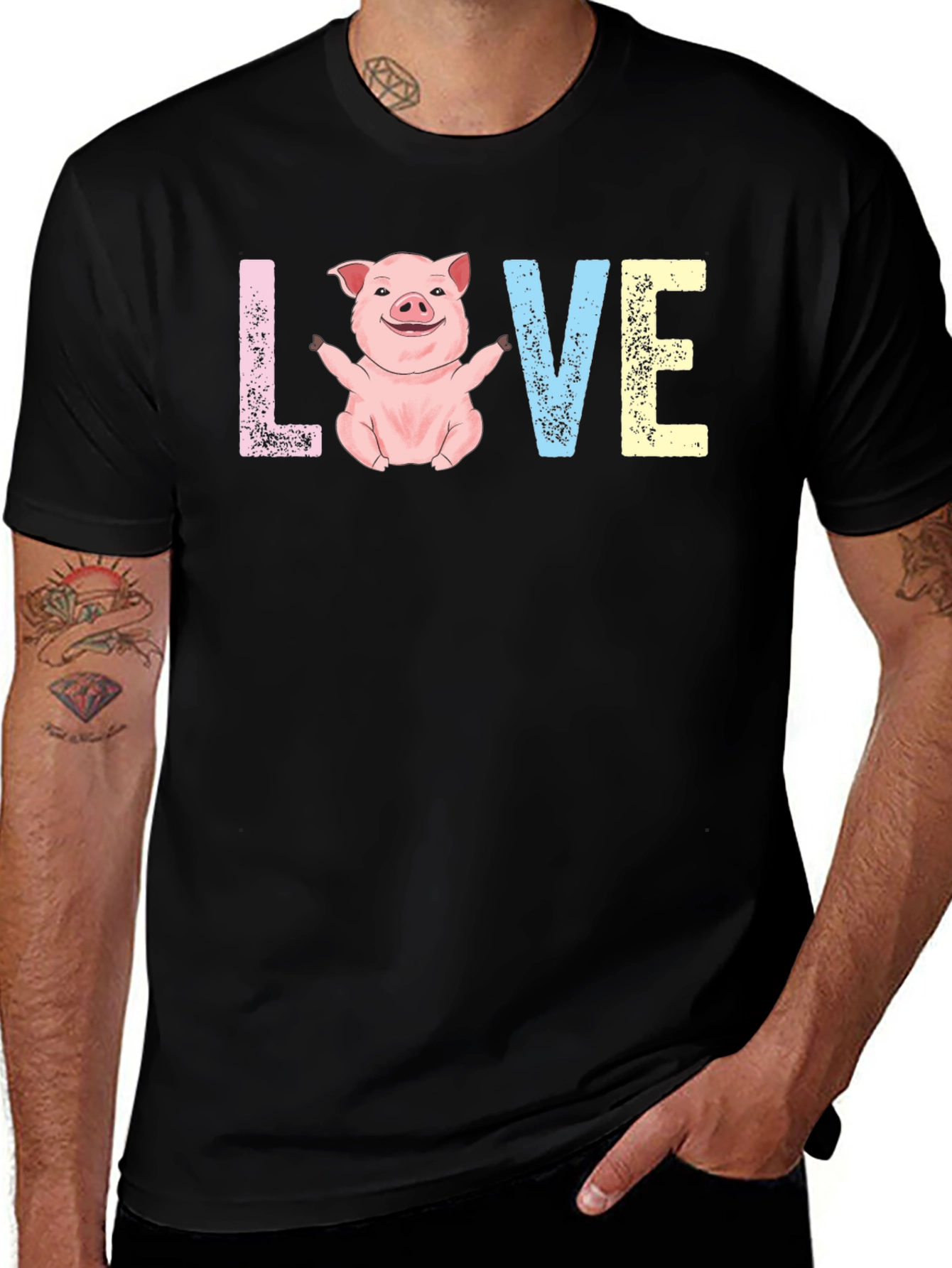 Variant 11 of Cute Pig LOVE Graphic T-Shirt - Unisex Crew Neck