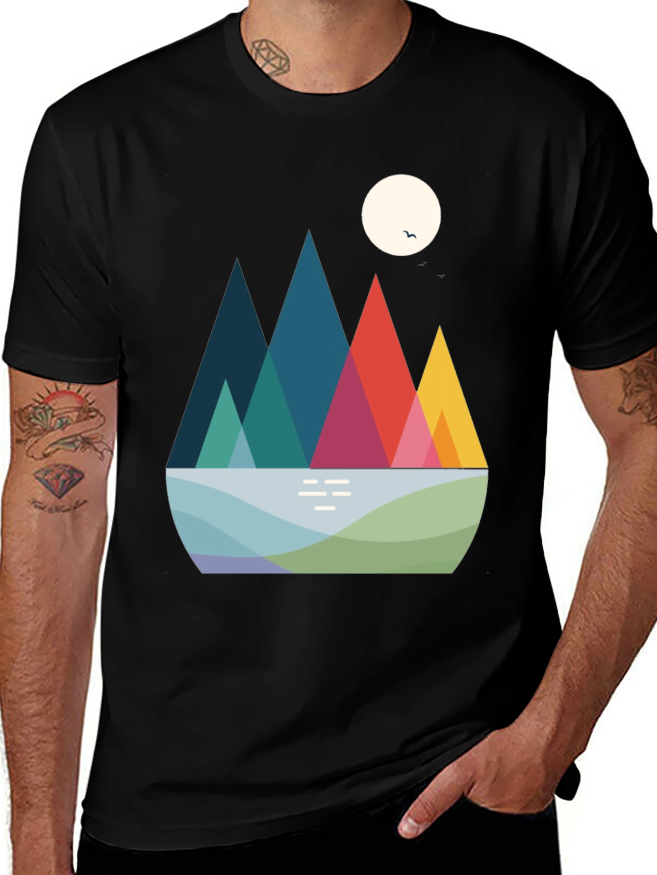 Variant 22 of Geometric Mountainscape Graphic T-Shirt - Modern Tee