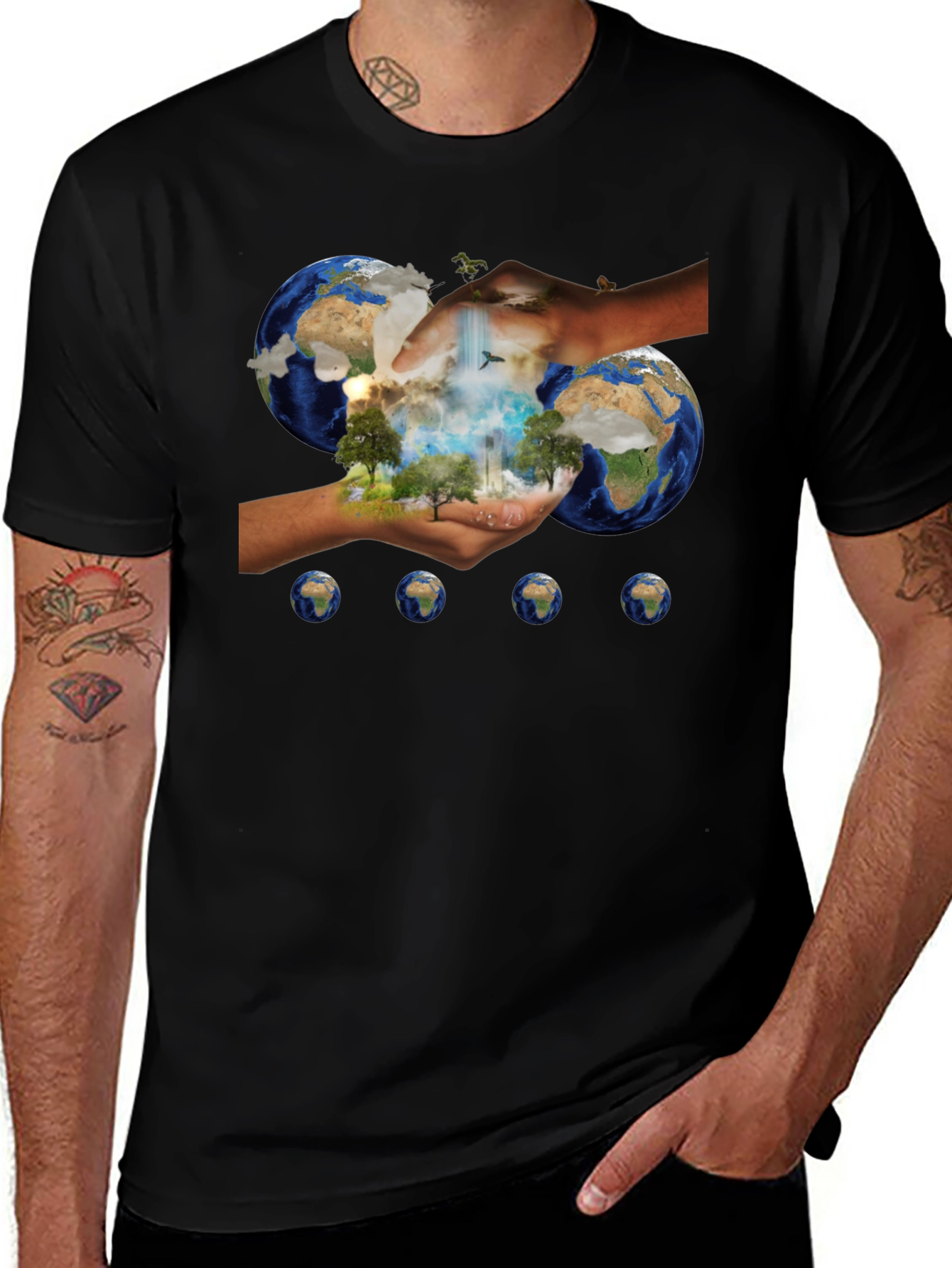 Variant 2 of Earth In Hands Graphic Black Tee