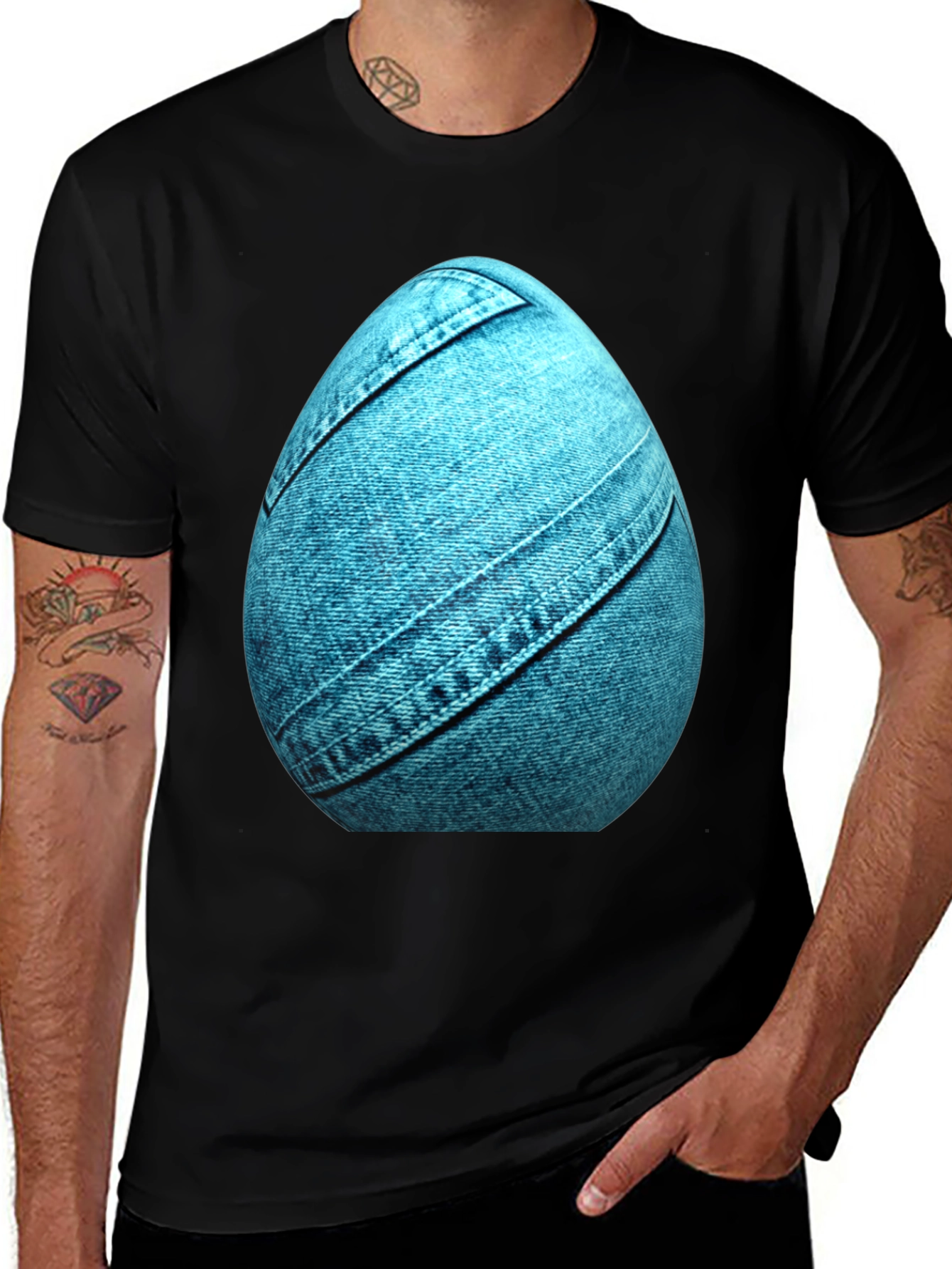 Variant 10 of Denim Egg Graphic Tee - Unique Easter Style
