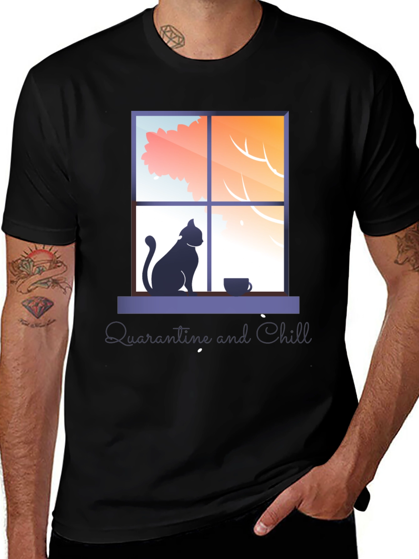 Quarantine & Chill T-Shirt - Cat by Window