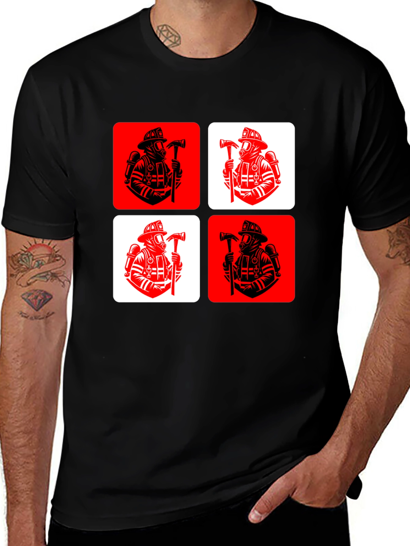 Variant 15 of Firefighter Graphic Print Crew Neck T-Shirt