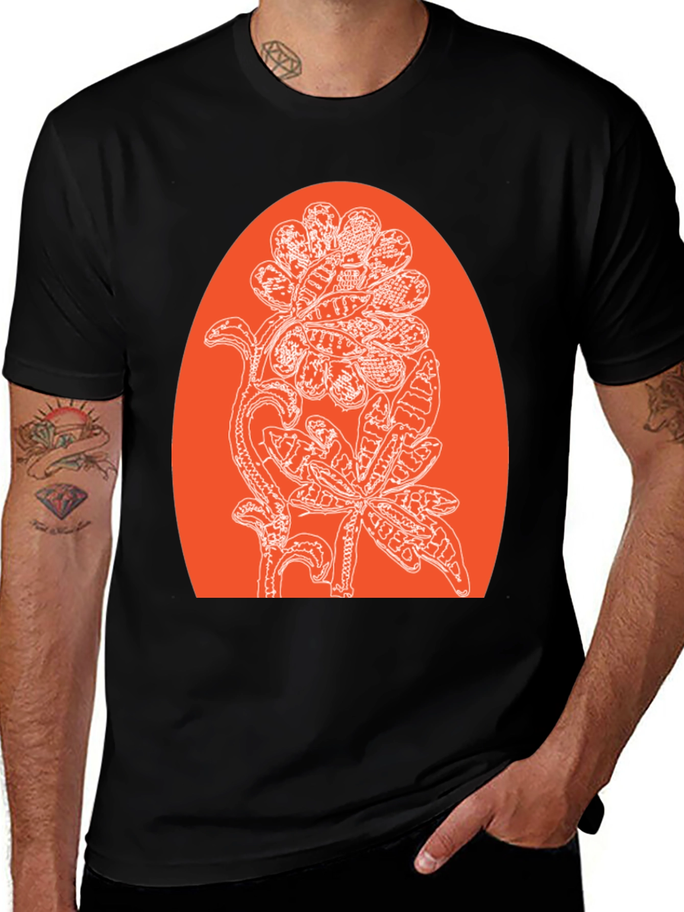 Variant 22 of Floral Print Black T-Shirt - Stylish and Unique Design