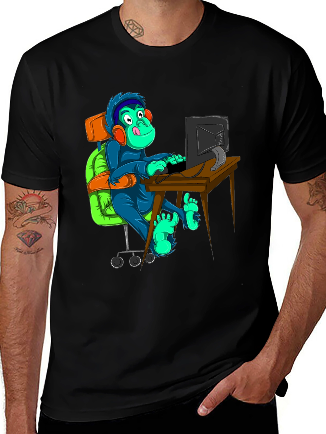 Variant 2 of Gamer Monkey T-Shirt - Novelty Graphic Tee