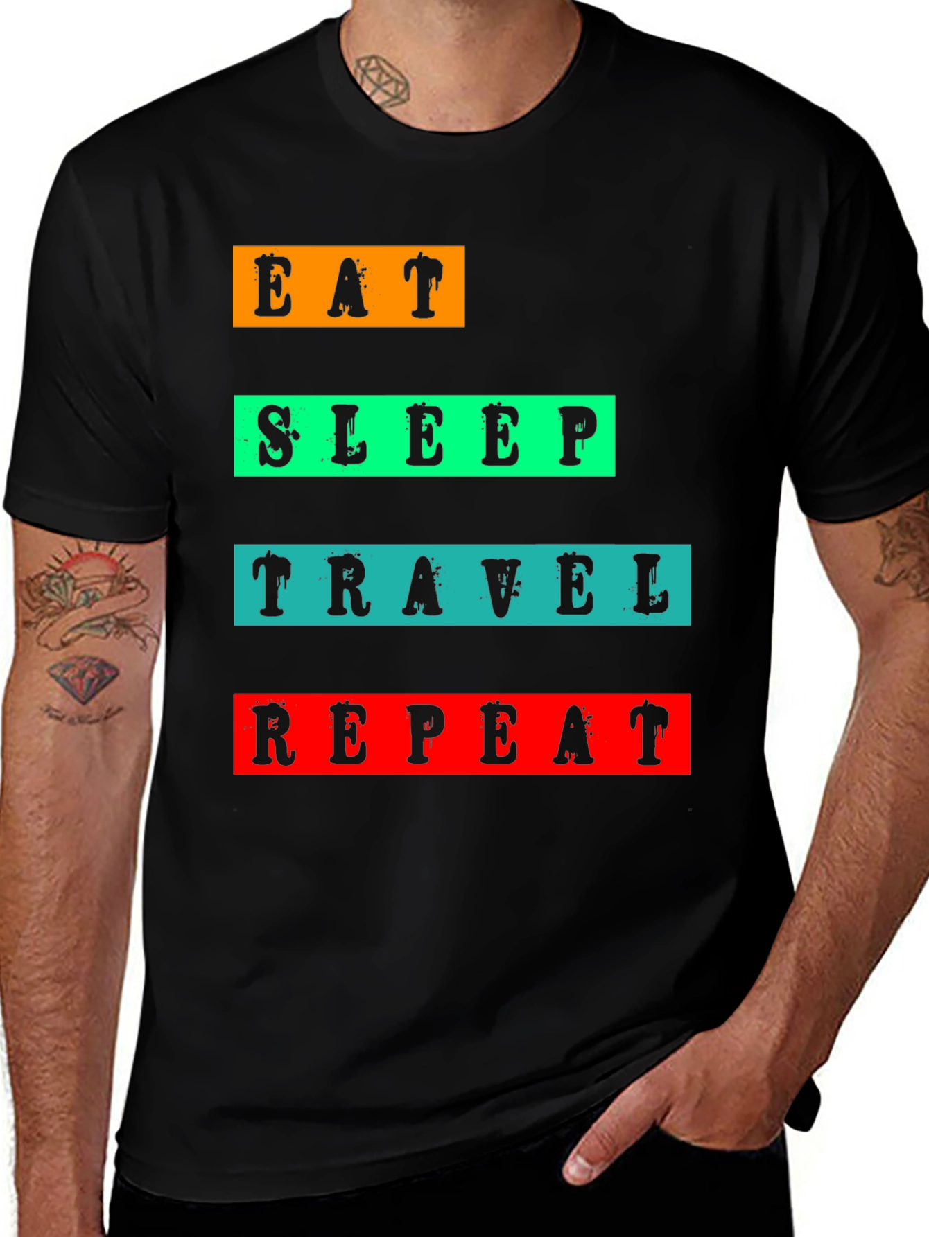Variant 4 of Eat Sleep Travel Repeat Graphic Tee
