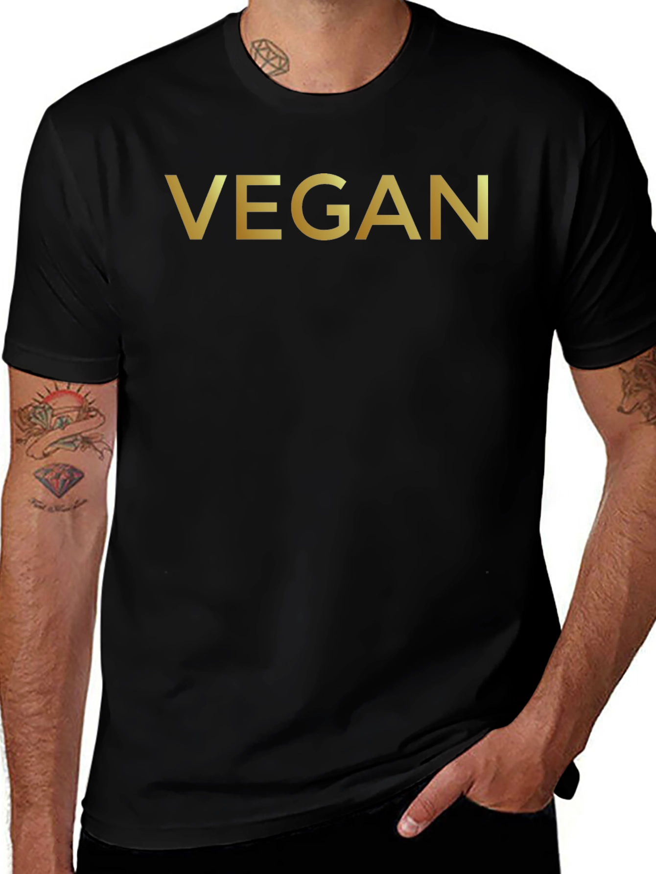 Variant 26 of Vegan Statement T-Shirt - Stylish Gold Lettering