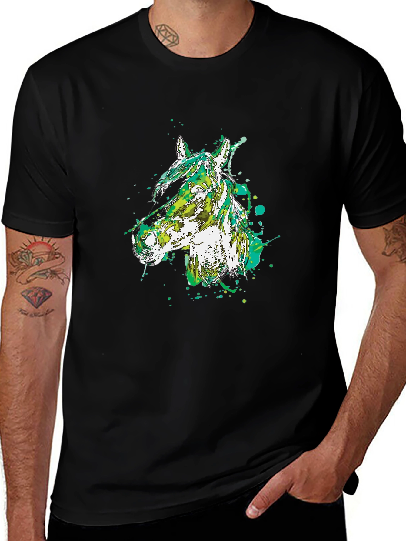 Variant 18 of Abstract Horse Head Black T-Shirt