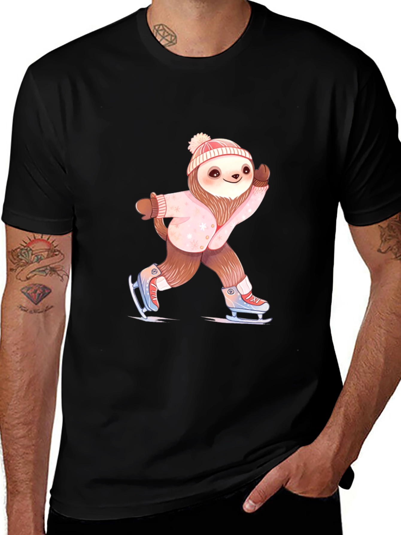 Variant 4 of Sloth Ice Skating T-Shirt - Winter Fun