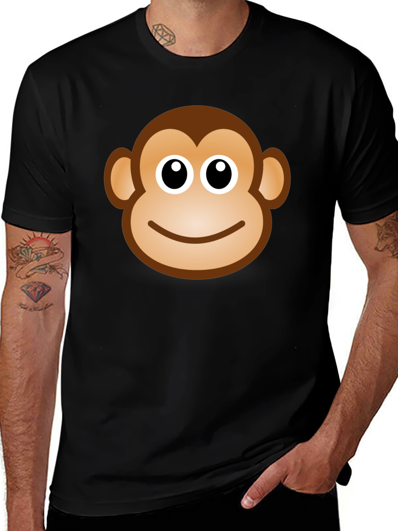 Variant 11 of Monkey Face Graphic Tee - Unisex Black T-Shirt