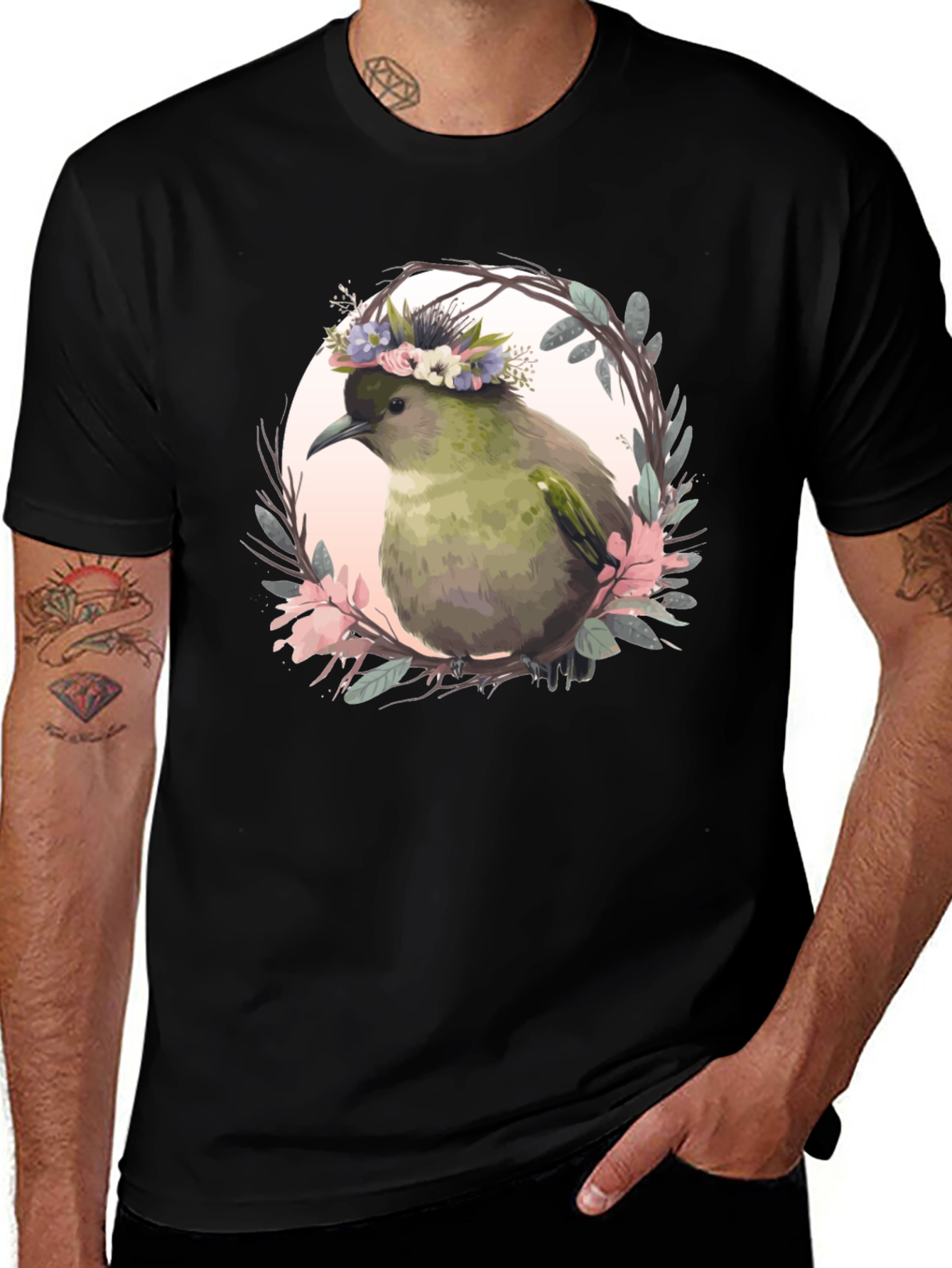 Variant 22 of Floral Bird Graphic Tee - Casual Comfort