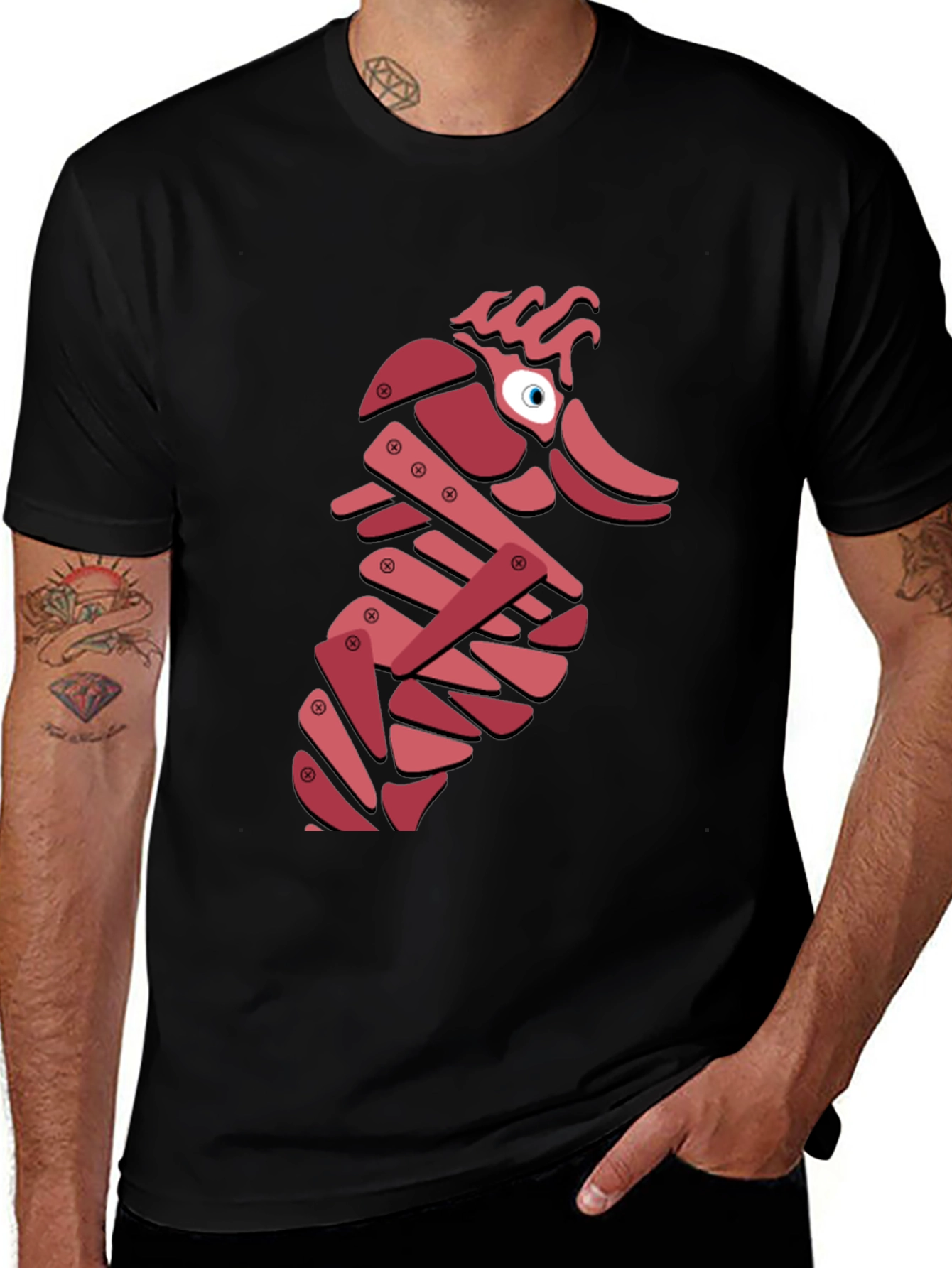 Variant 4 of Abstract Seahorse Graphic T-Shirt - Unique Design