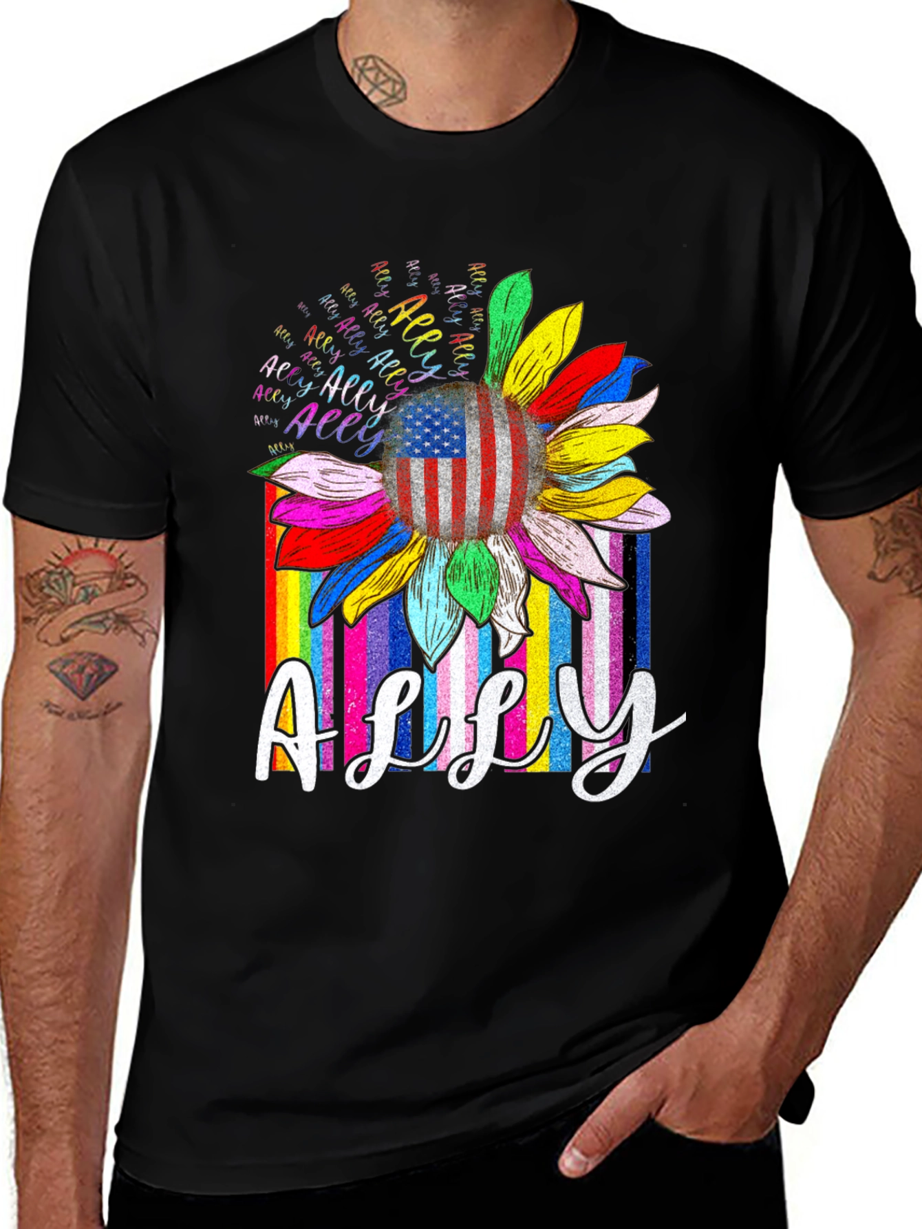 Ally Pride Rainbow Sunflower Tee