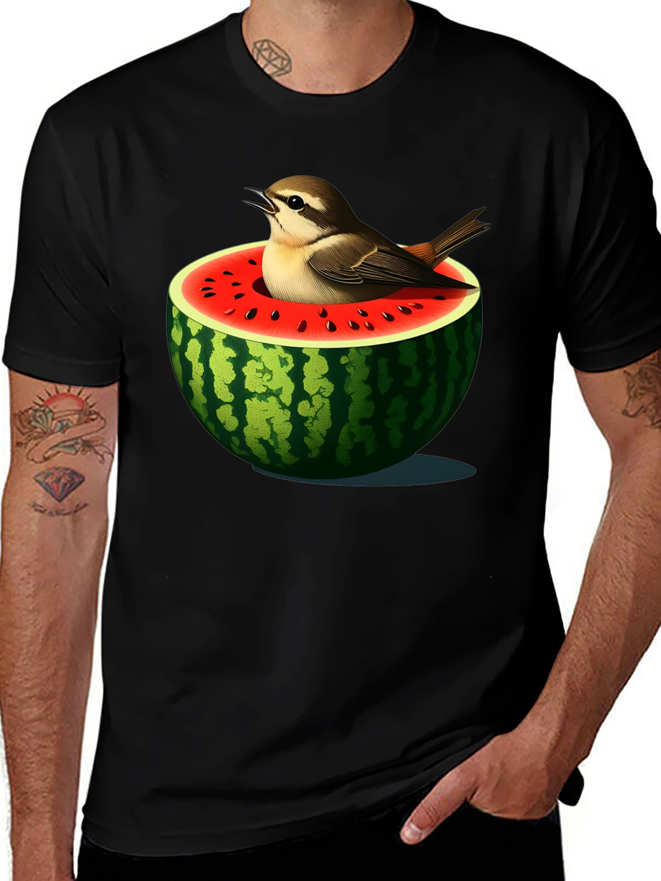 Variant 11 of Bird in Watermelon Graphic T-Shirt - Unique Design