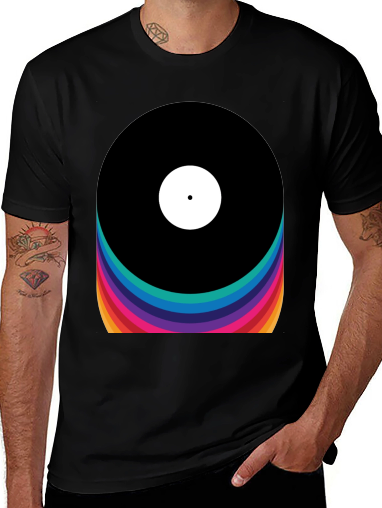 Variant 22 of Retro Rainbow Vinyl Record Graphic Tee