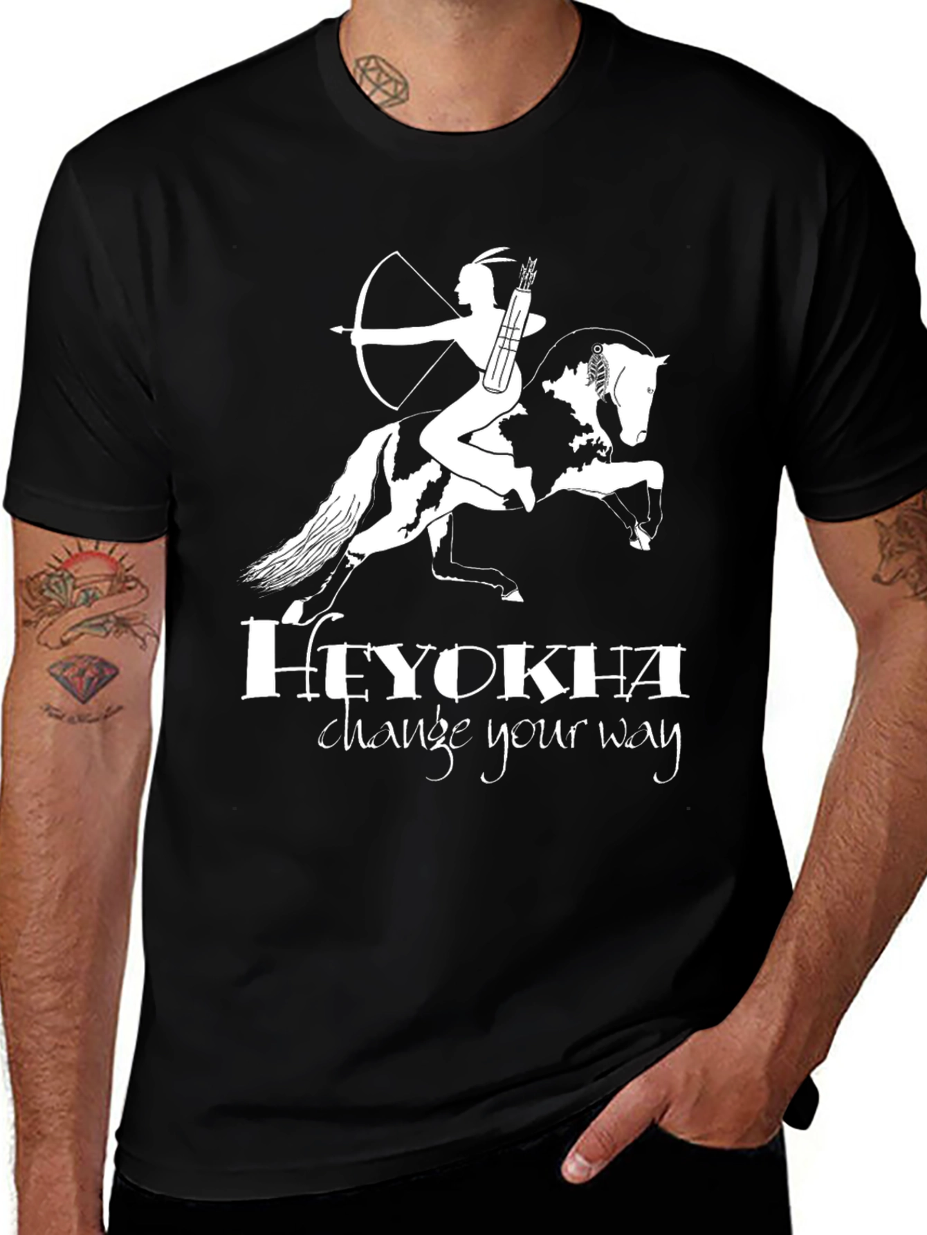 Heyokha T-Shirt - Native American Horse Archer Design