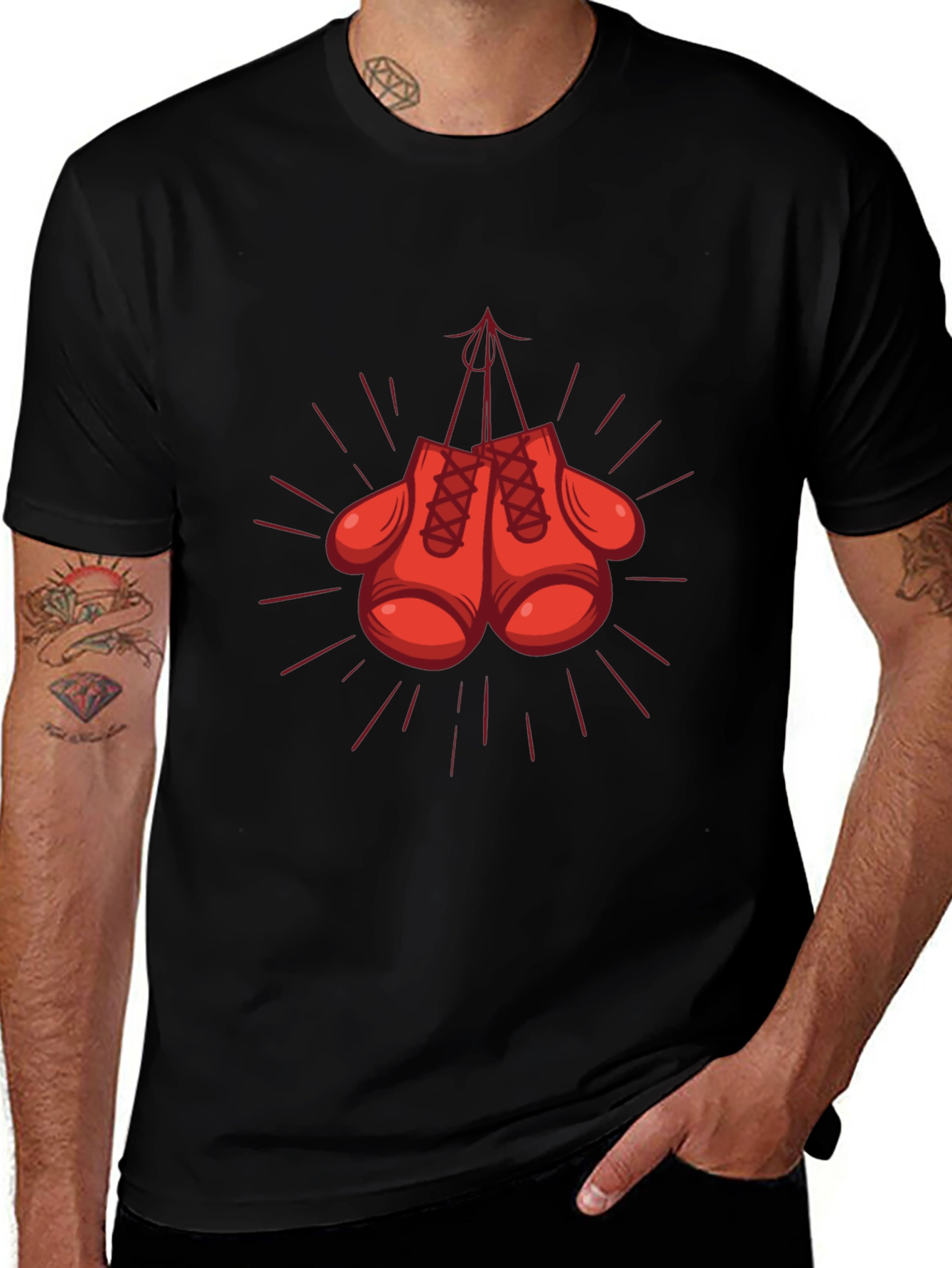Boxing Gloves Graphic Tee - Classic Black T-Shirt