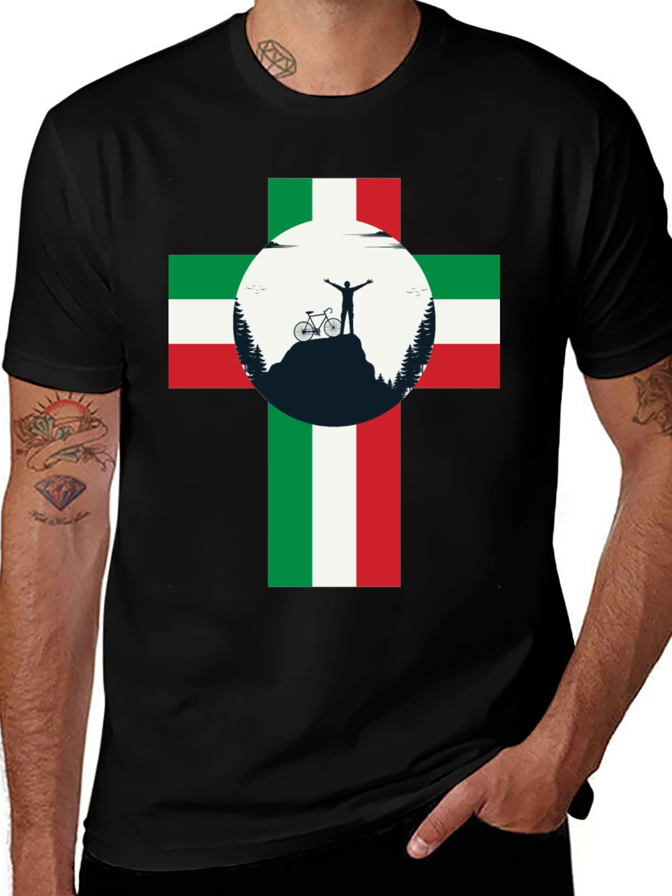 Variant 25 of Italian Cyclist T-Shirt: Mountain Victory!