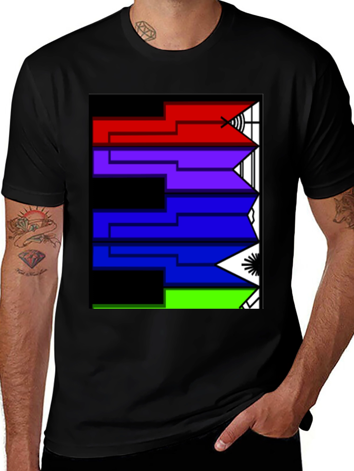 Variant 9 of Geometric Arrow Design Black T-Shirt