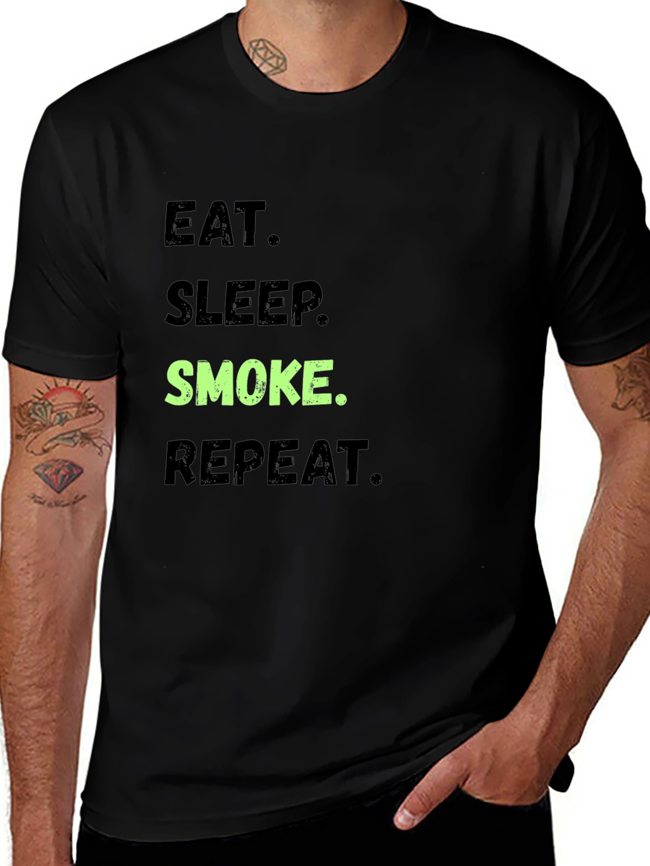 Variant 21 of Eat Sleep Smoke Repeat Graphic Tee