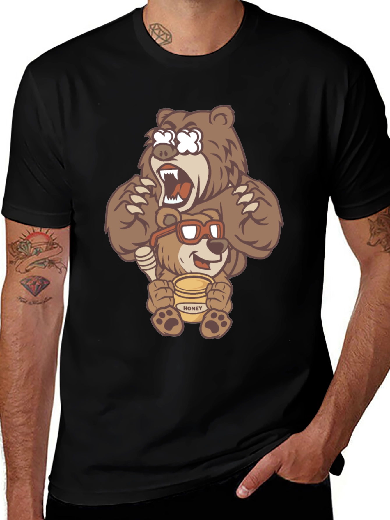 Variant 14 of Bear Graphic Print Crew Neck T-Shirt