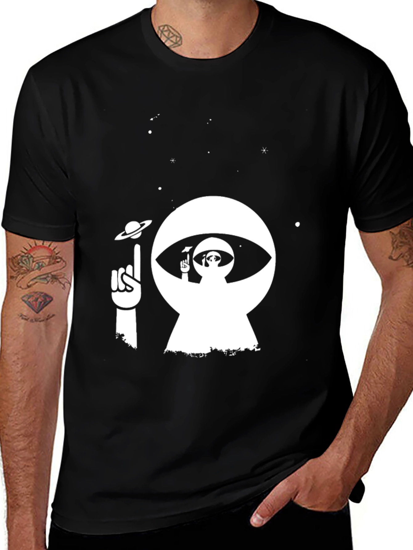 Variant 3 of Sci-Fi Graphic Tee: Cosmic Alien Design