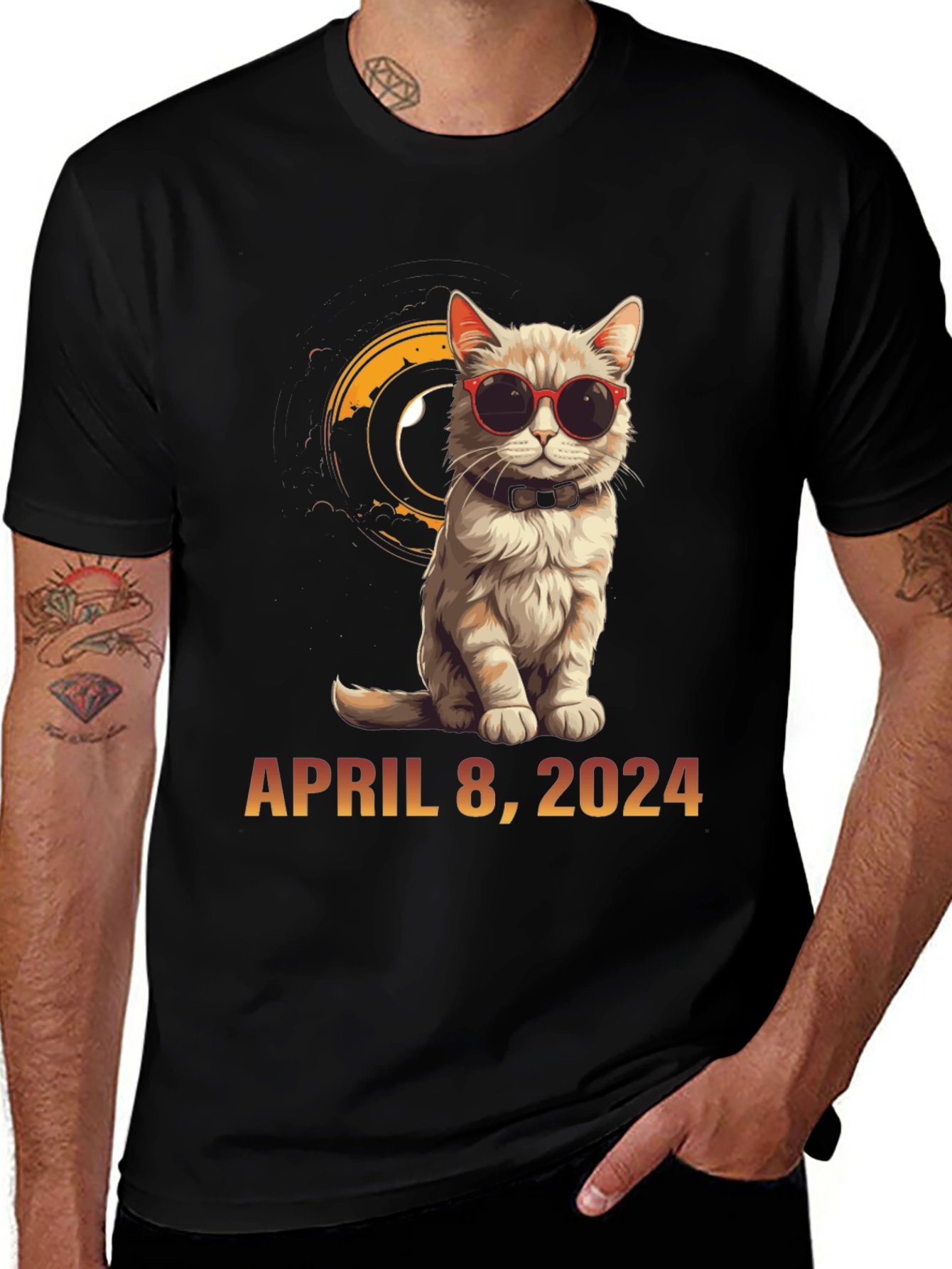 Variant 22 of Total Solar Eclipse 2024 Cat T-Shirt