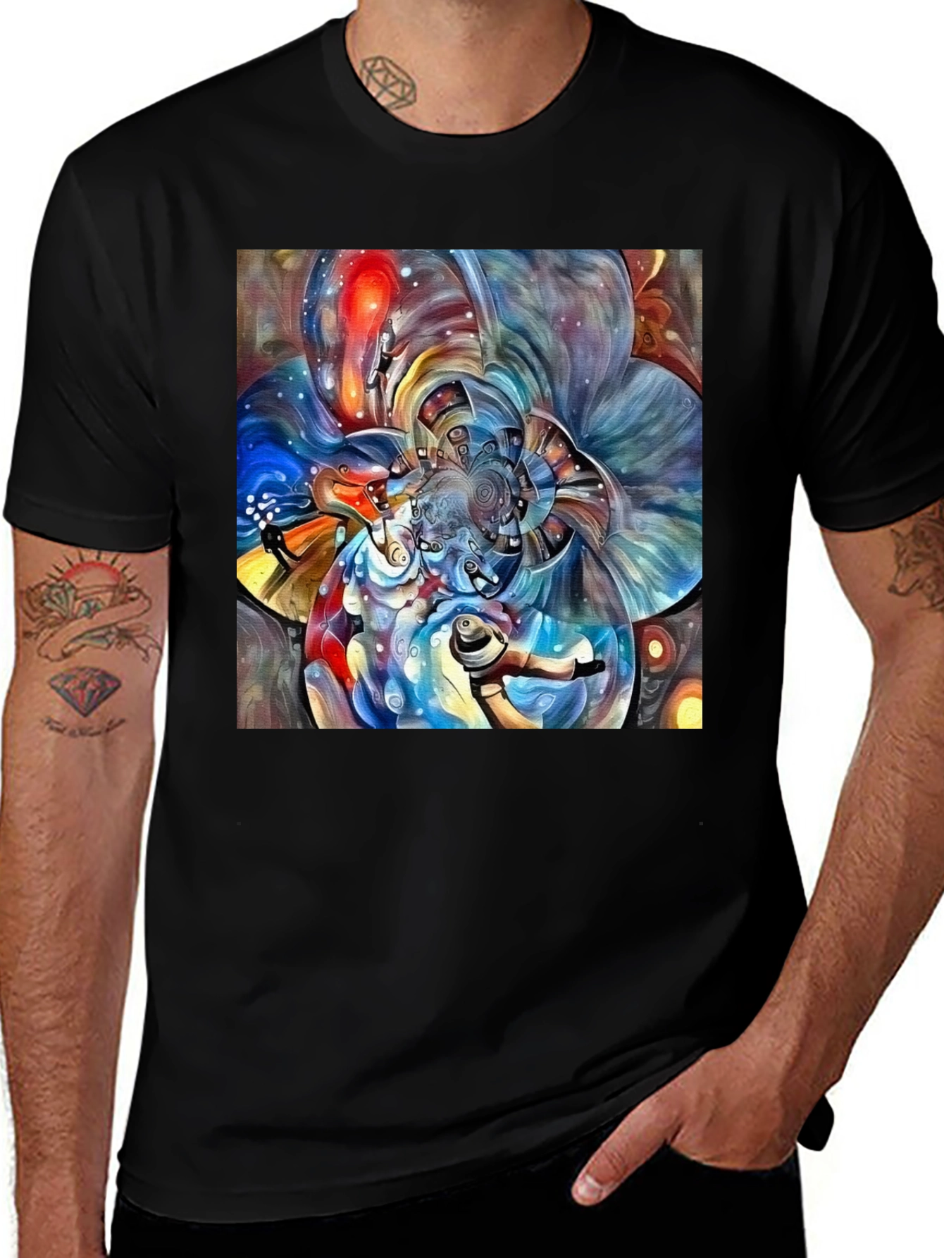 Variant 12 of Abstract Fractal Art Black T-Shirt