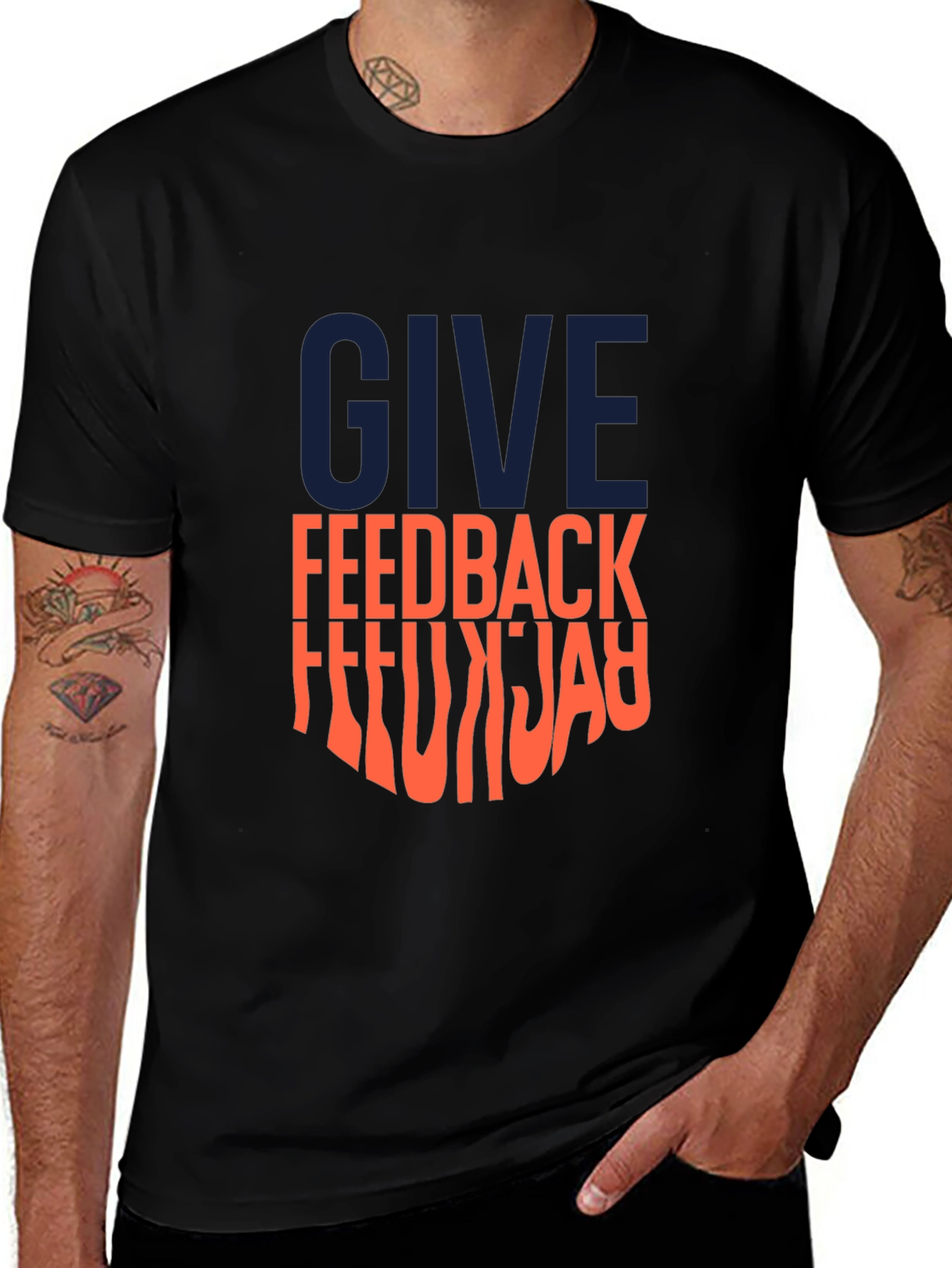 Variant 27 of Give Feedback Men's Black Graphic Tee