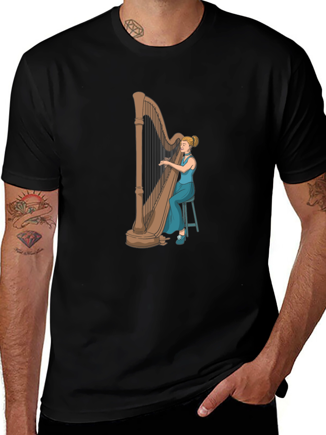 Variant 27 of Harpist Graphic Tee - Musician T-Shirt