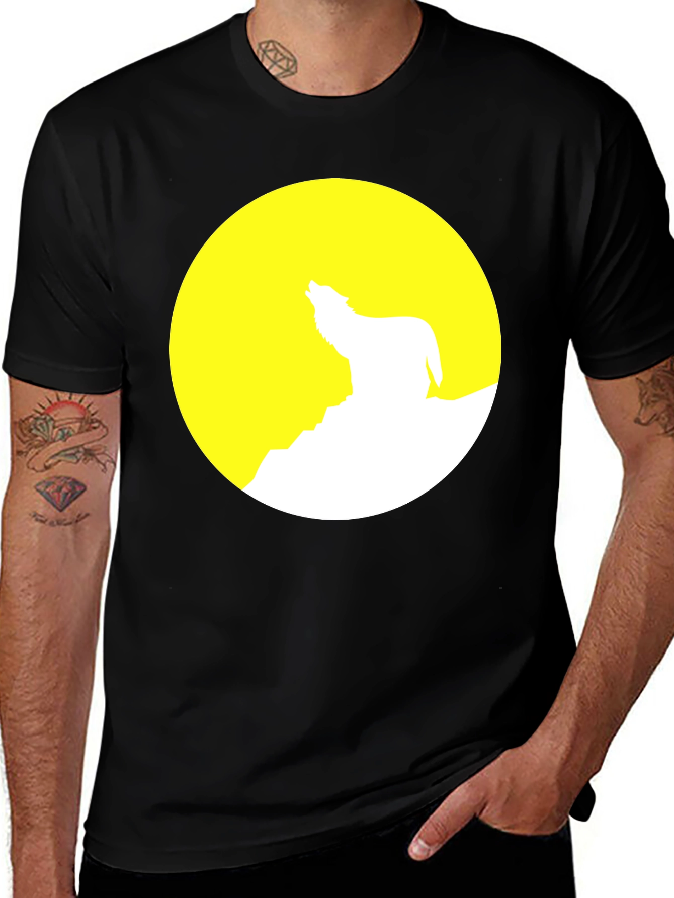 Variant 14 of Wolf Moon Graphic Tee - Stylish Black Cotton T-Shirt