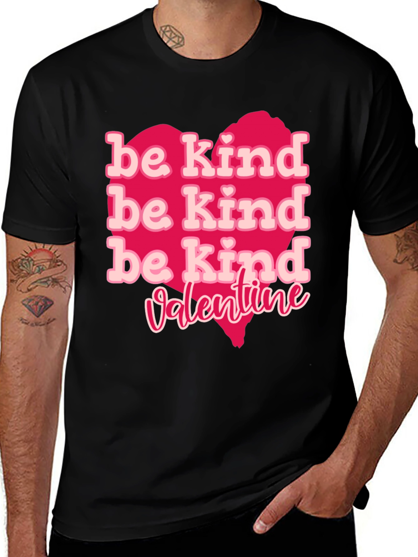 Be Kind Valentine Graphic Tee - Black T-Shirt