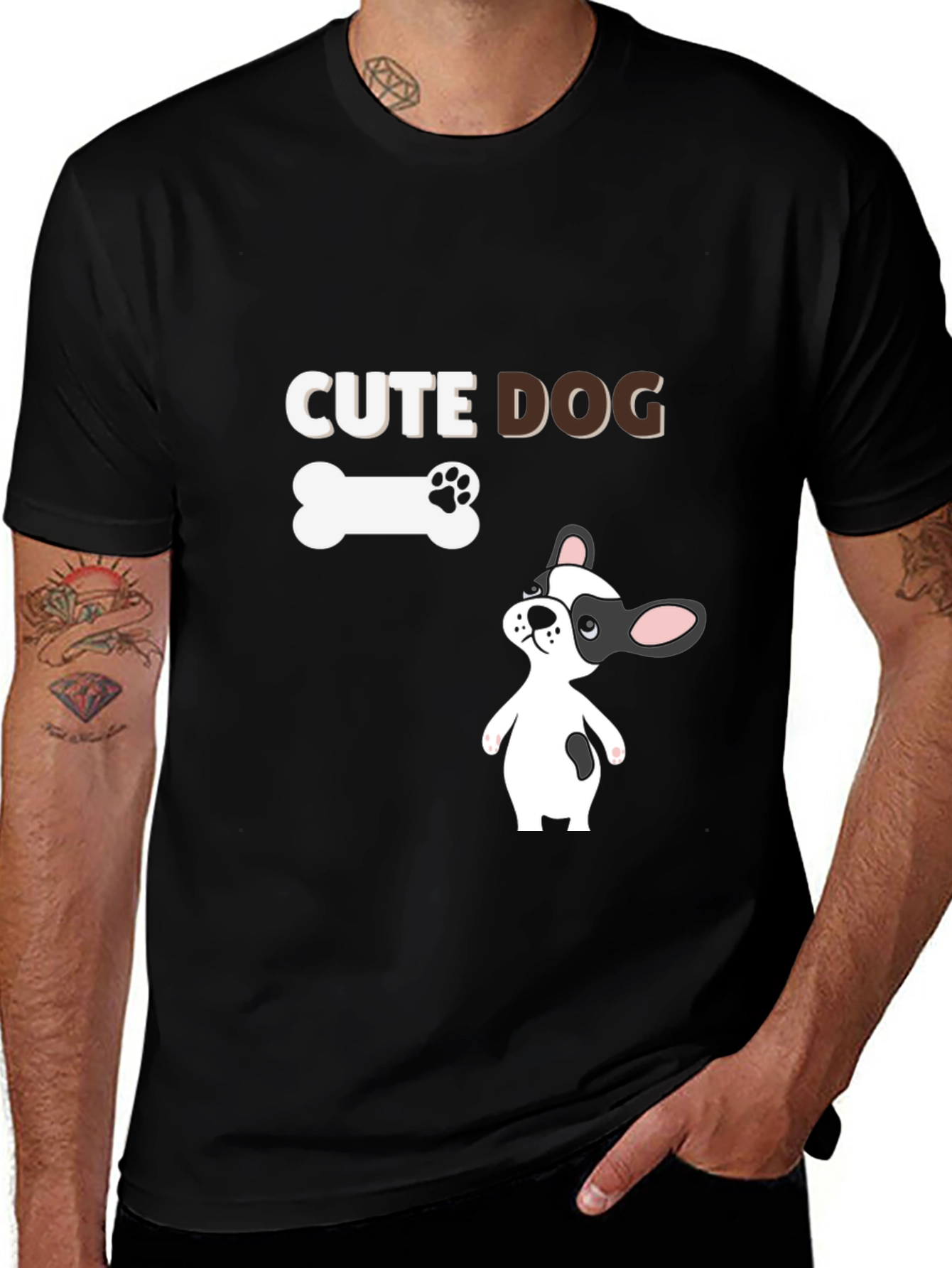 Variant 3 of Cute Dog Graphic Black T-Shirt