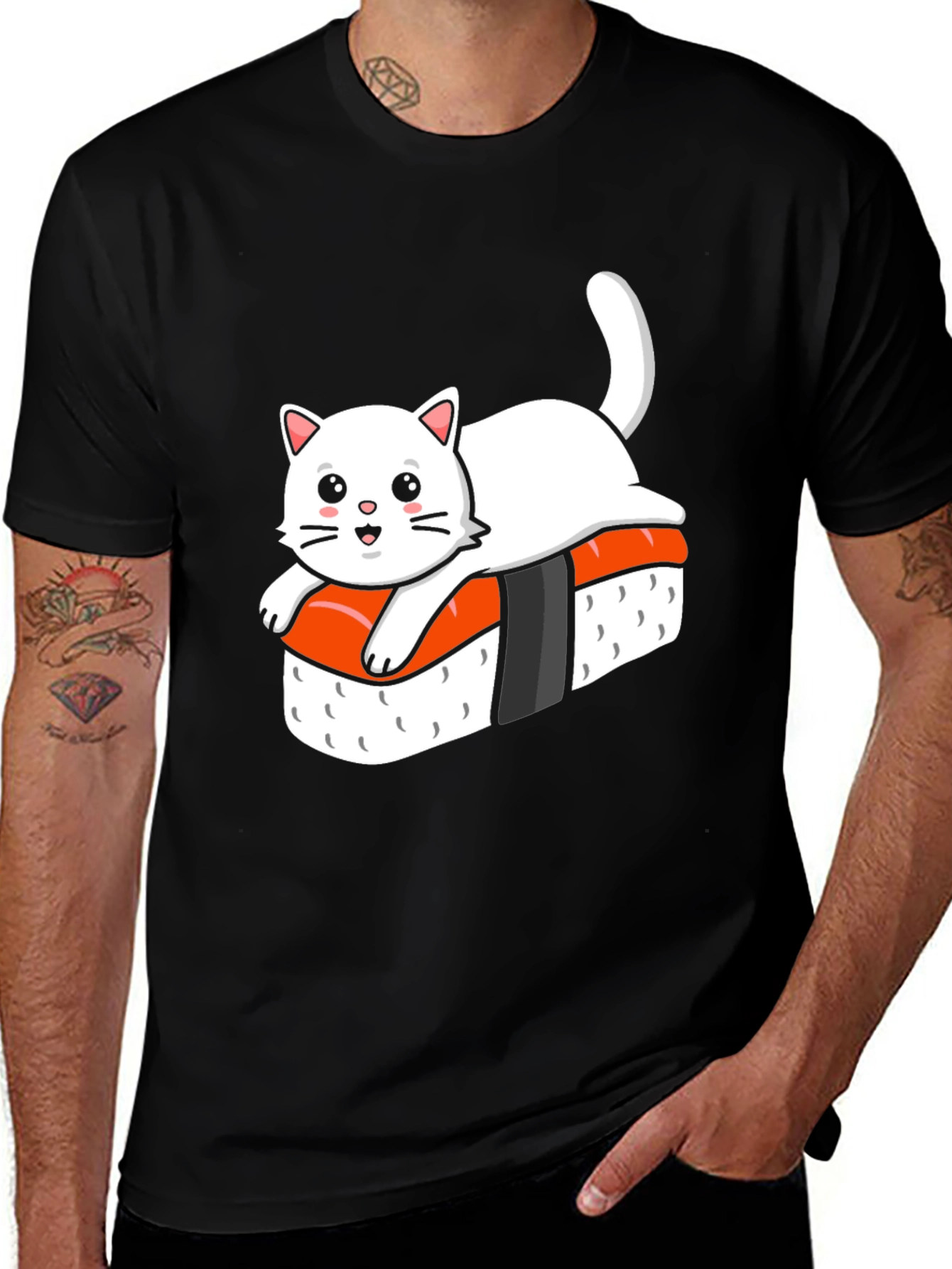 Variant 9 of Cute Cat Sushi Roll Graphic T-Shirt