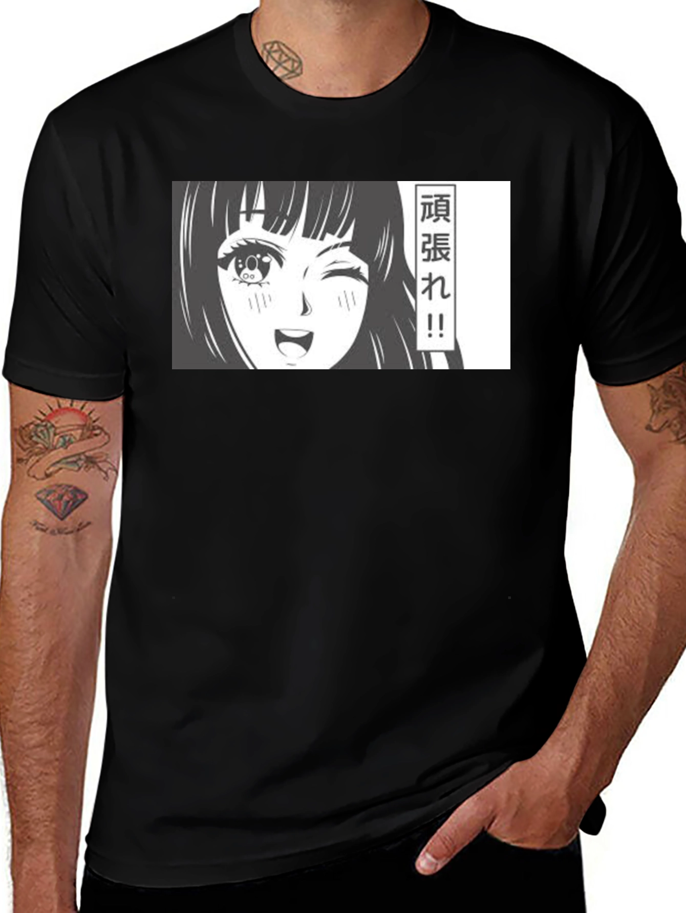 Variant 28 of Anime Girl Graphic T-Shirt - Black Manga Tee