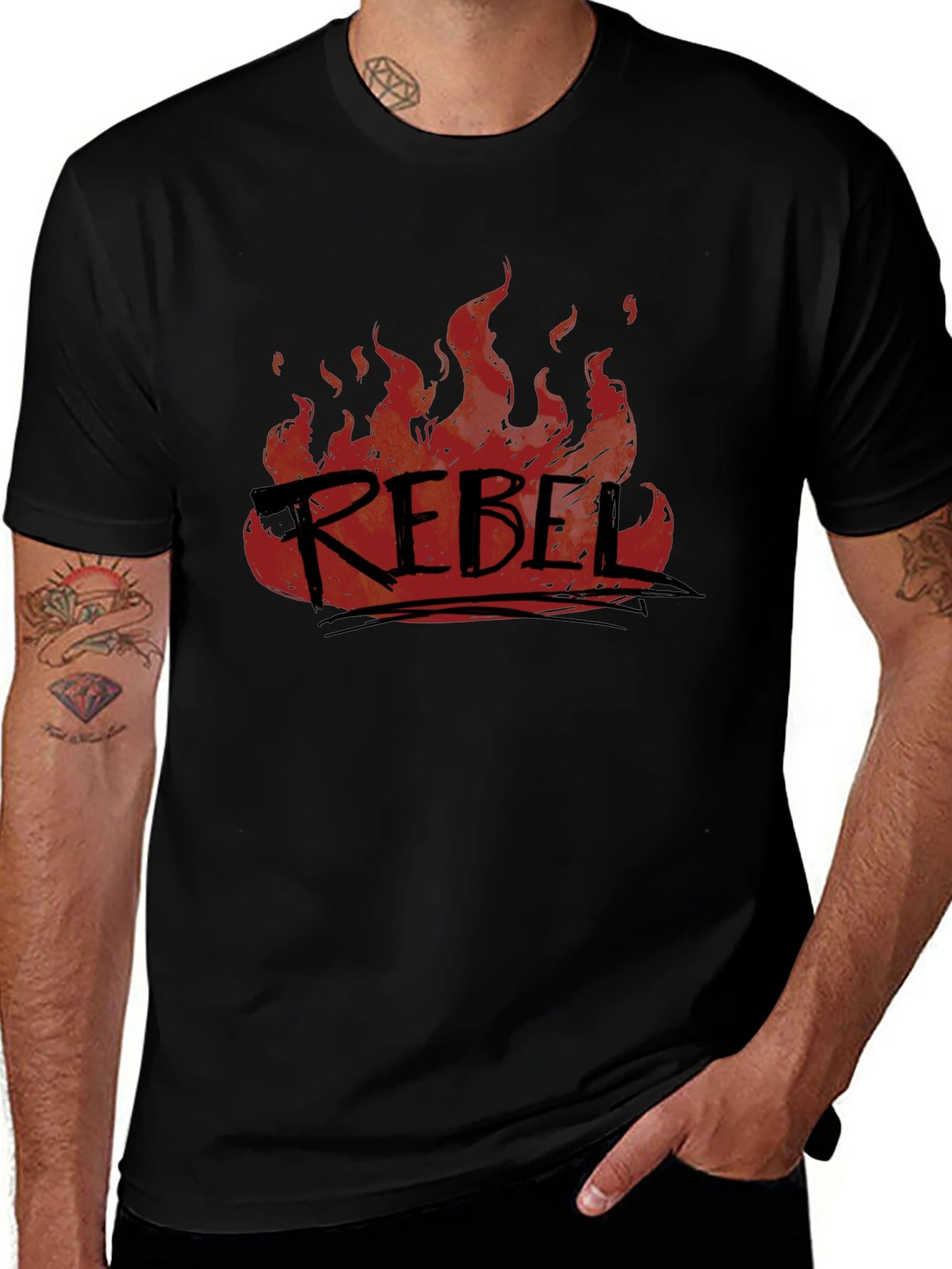 Variant 18 of Rebel Fire Graphic T-Shirt - Black