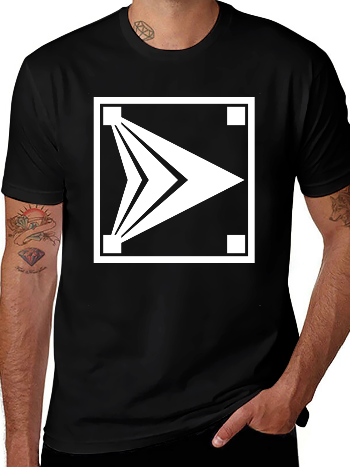 Modern Arrow Graphic T-Shirt - Black Cotton Blend