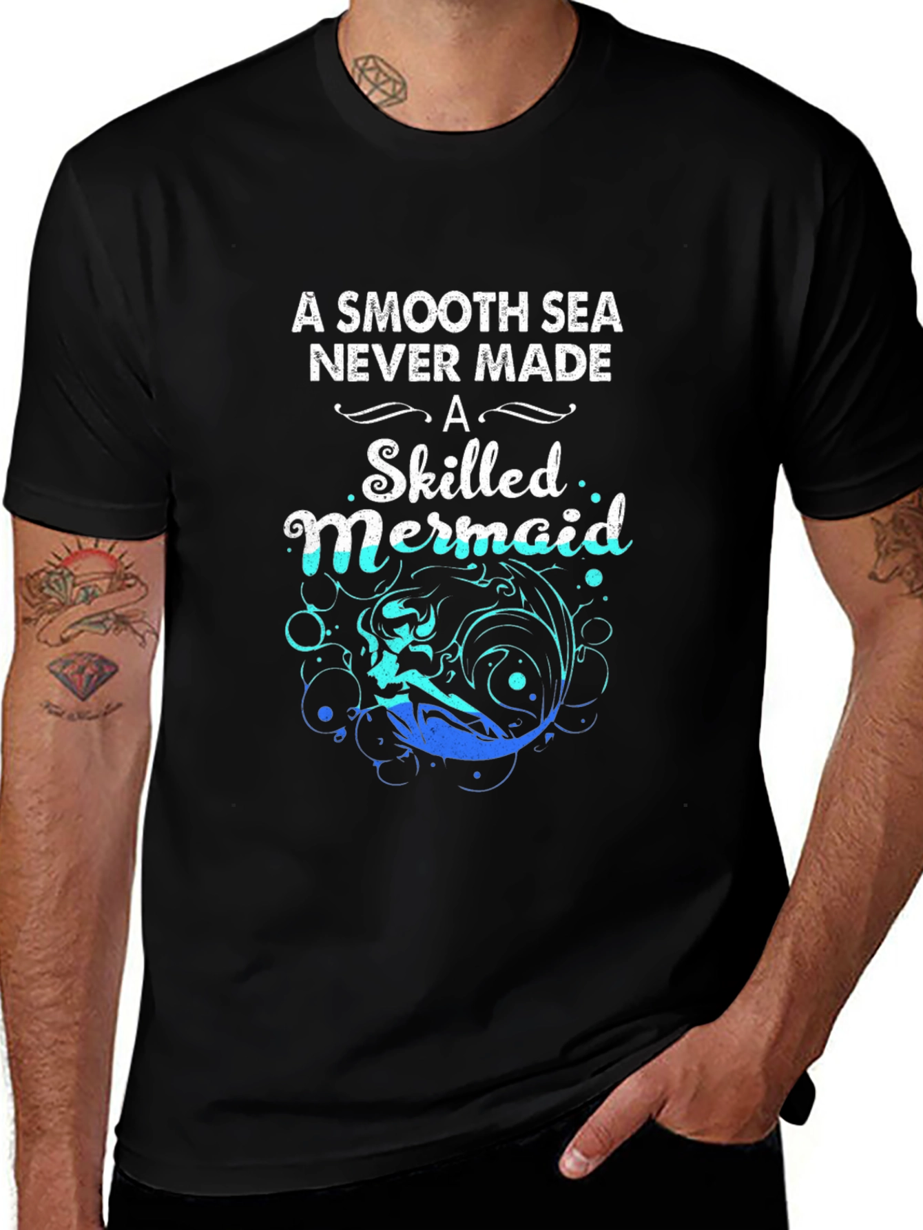 Mermaid Graphic T-Shirt: Smooth Seas, Skilled Mermaid