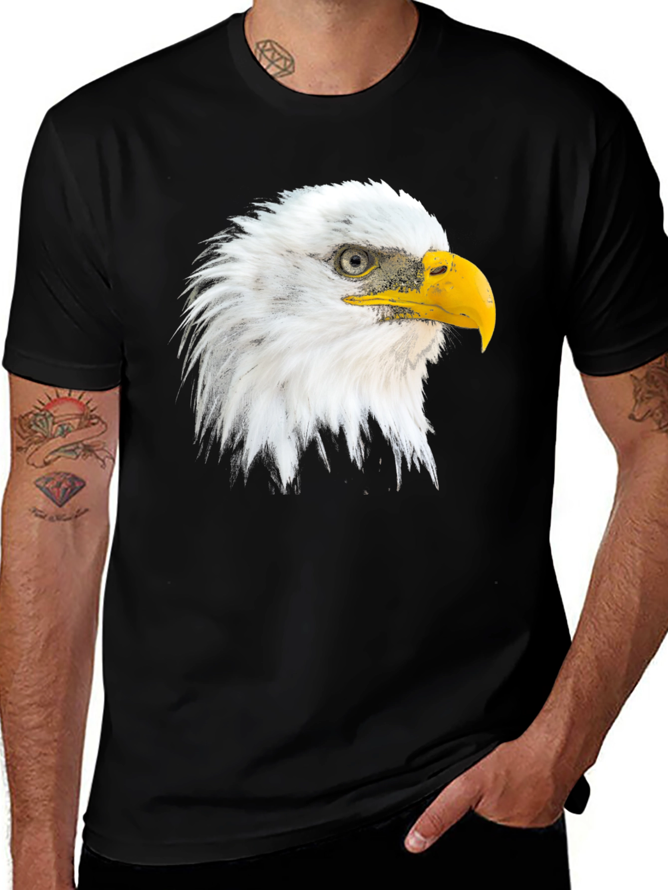 Variant 18 of Eagle Head Graphic Print Crew Neck T-Shirt
