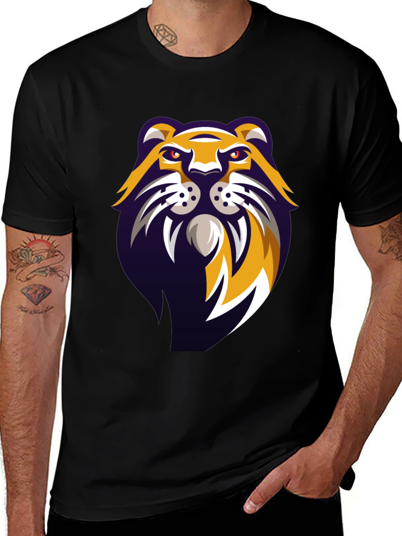 Variant 5 of Tigers Graphic Print Black T-Shirt