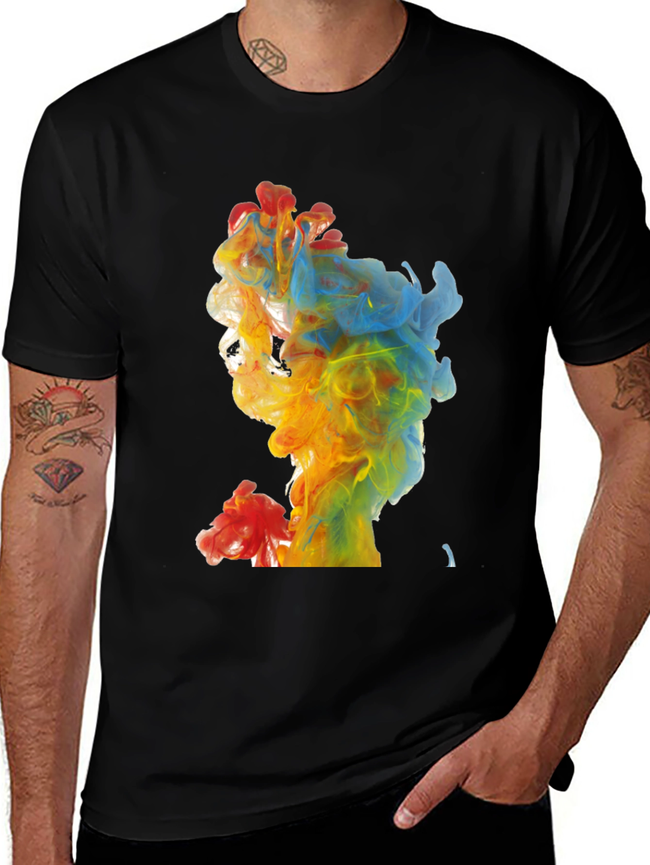 Variant 5 of Colorful Ink Cloud Graphic Black T-Shirt