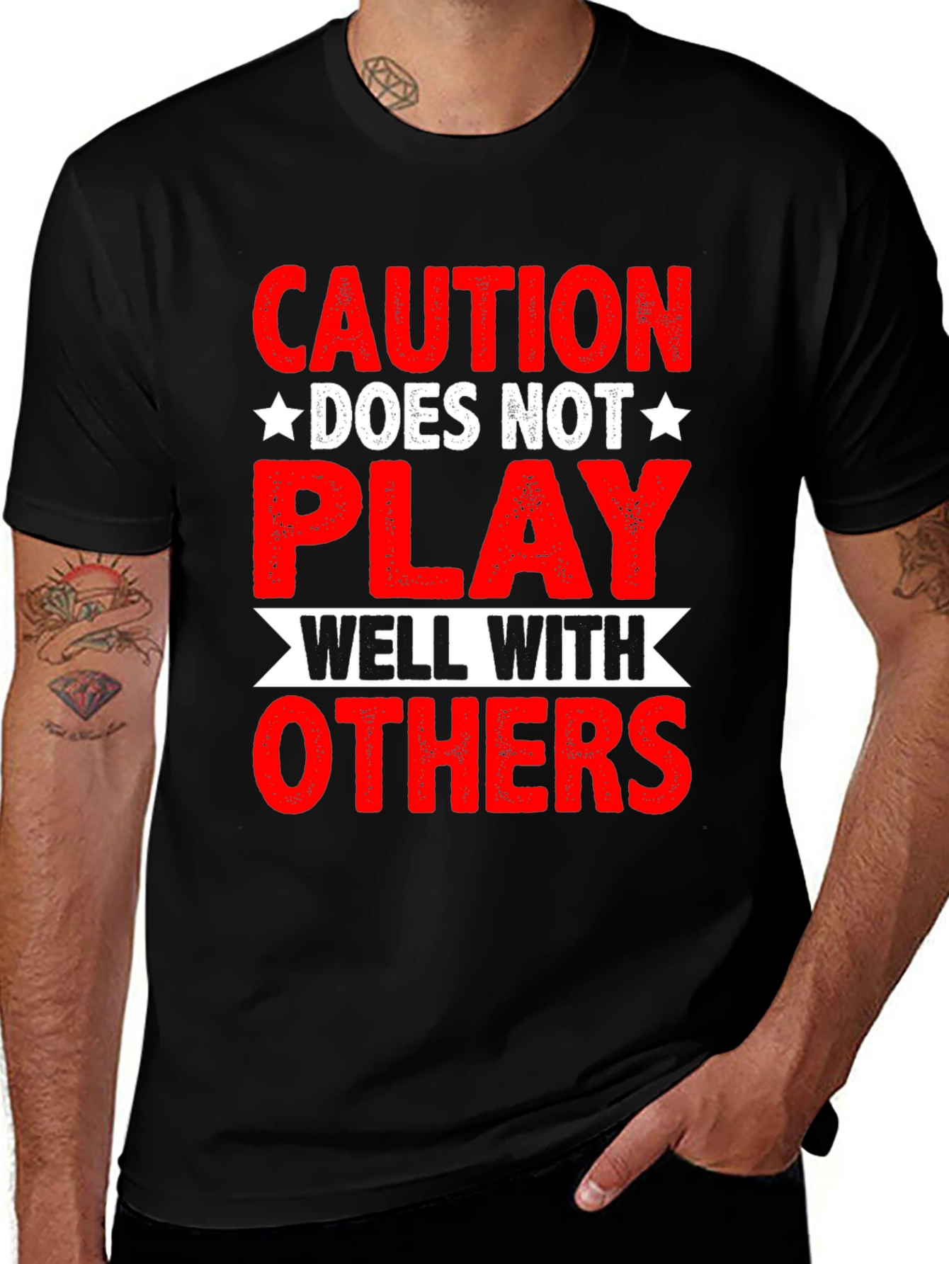 Variant 10 of Caution: Does Not Play Well With Others Graphic Tee