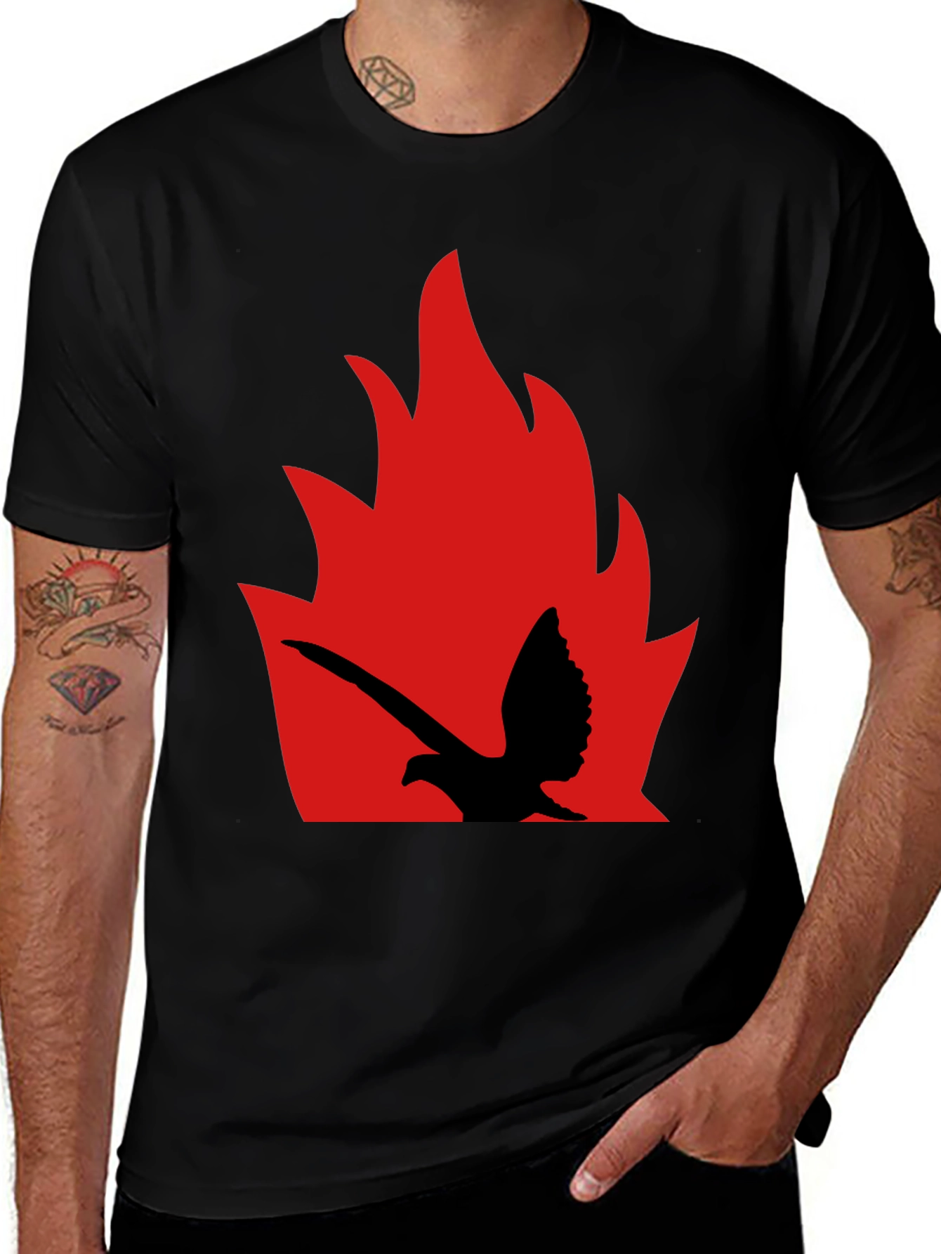 Variant 4 of Fiery Bird Graphic Tee - Bold Black Shirt