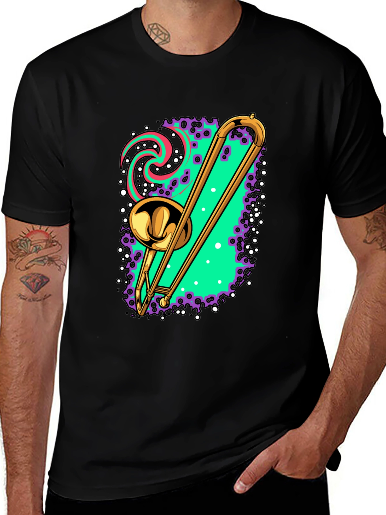 Trombone Graphic Tee - Funky Jazz Music T-Shirt