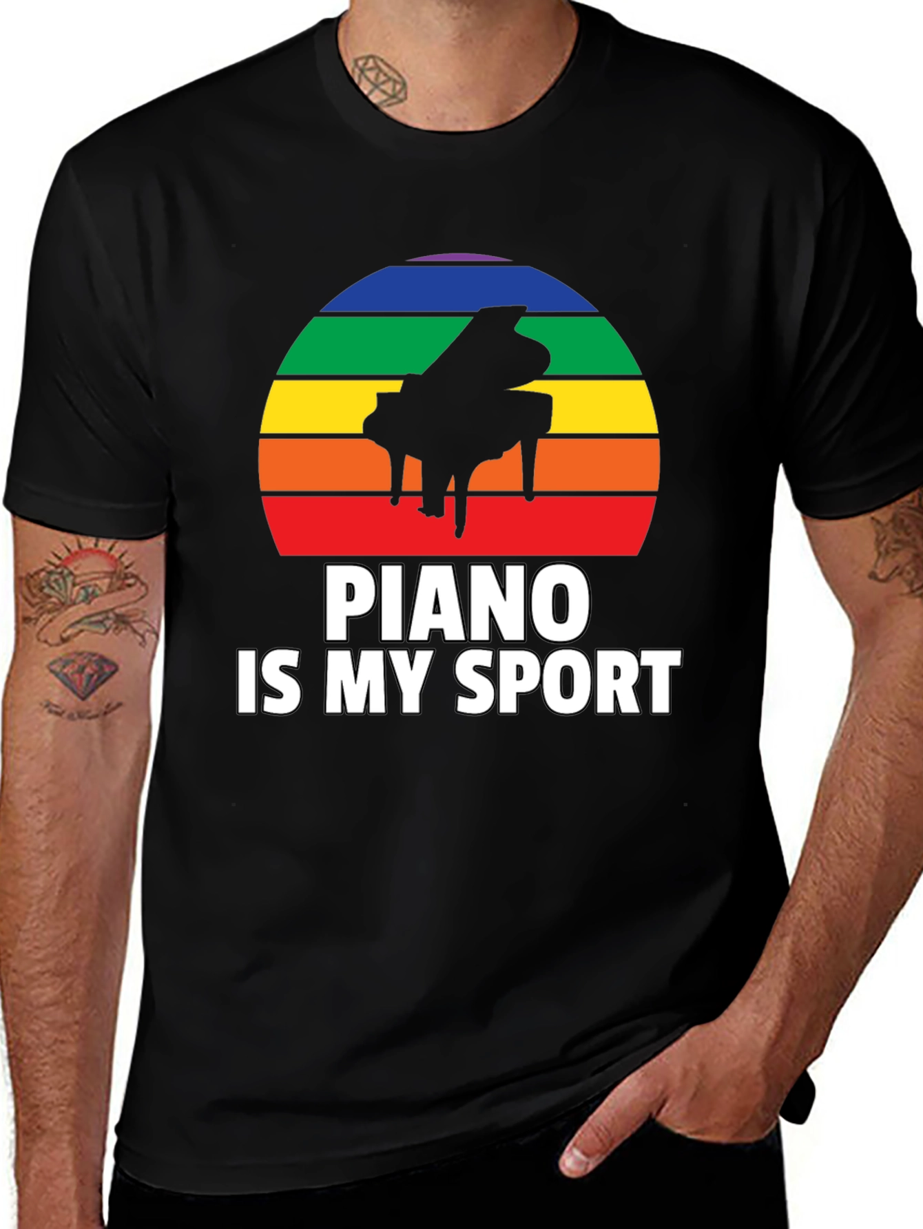 Black Piano Is My Sport Graphic Tee main image