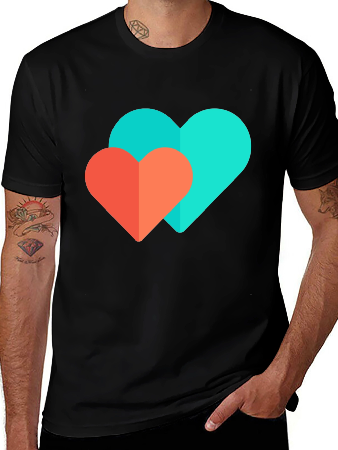 Variant 18 of Heart Graphic Black T-Shirt