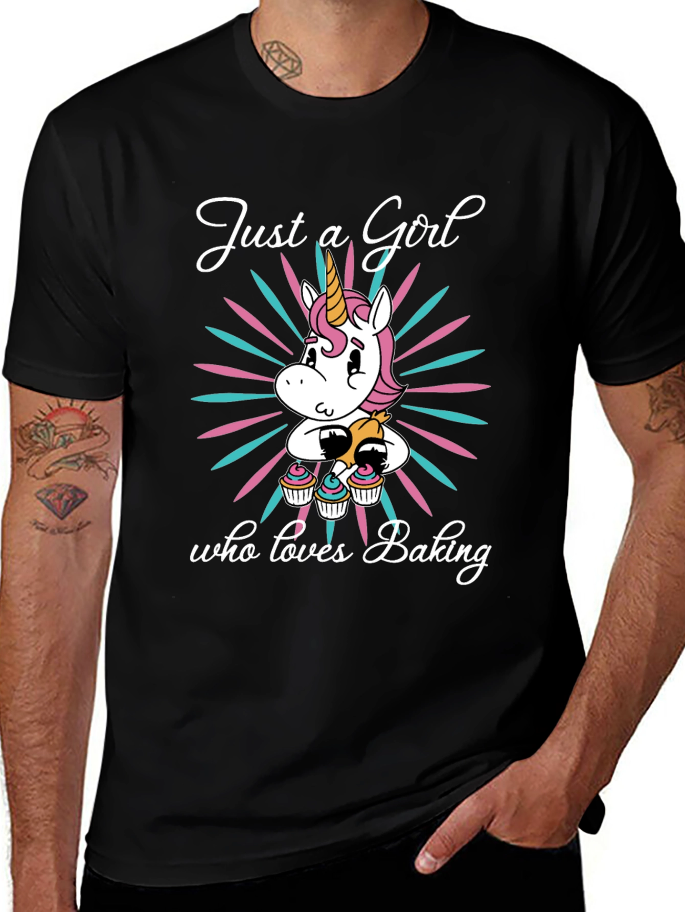 Variant 4 of Just a Girl Who Loves Baking T-Shirt Unicorn Cupcakes