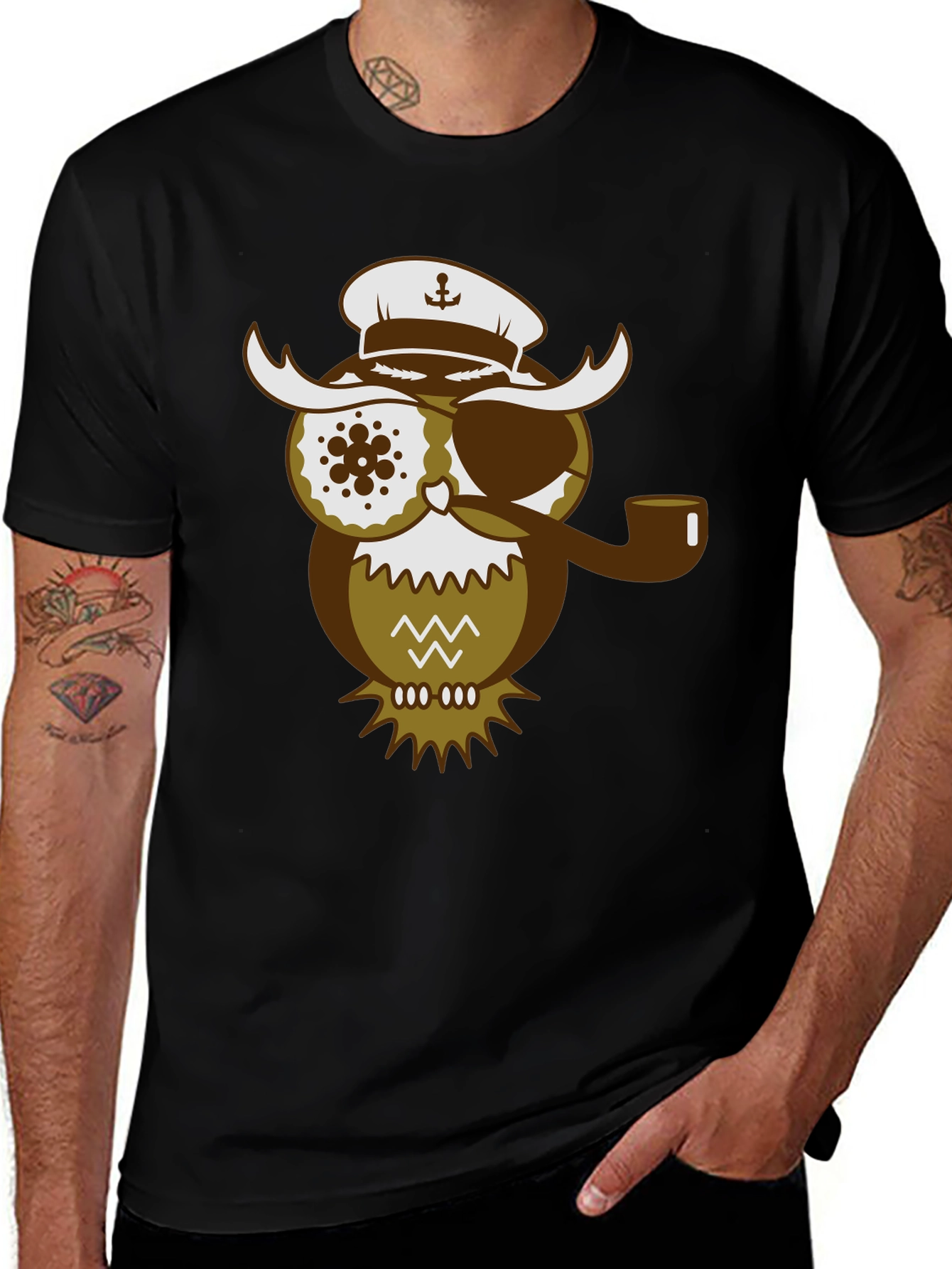 Variant 27 of Pirate Owl Graphic T-Shirt - Unique Design Tee